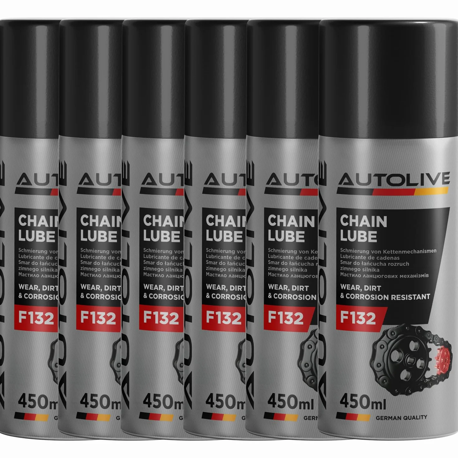 ProFusion Spray Lubricante de Cadenas Automóviles, Ejes, Motocicletas y Bicicletas- Totalmente Sintético - F132 Chain Lube 450 ml (6)