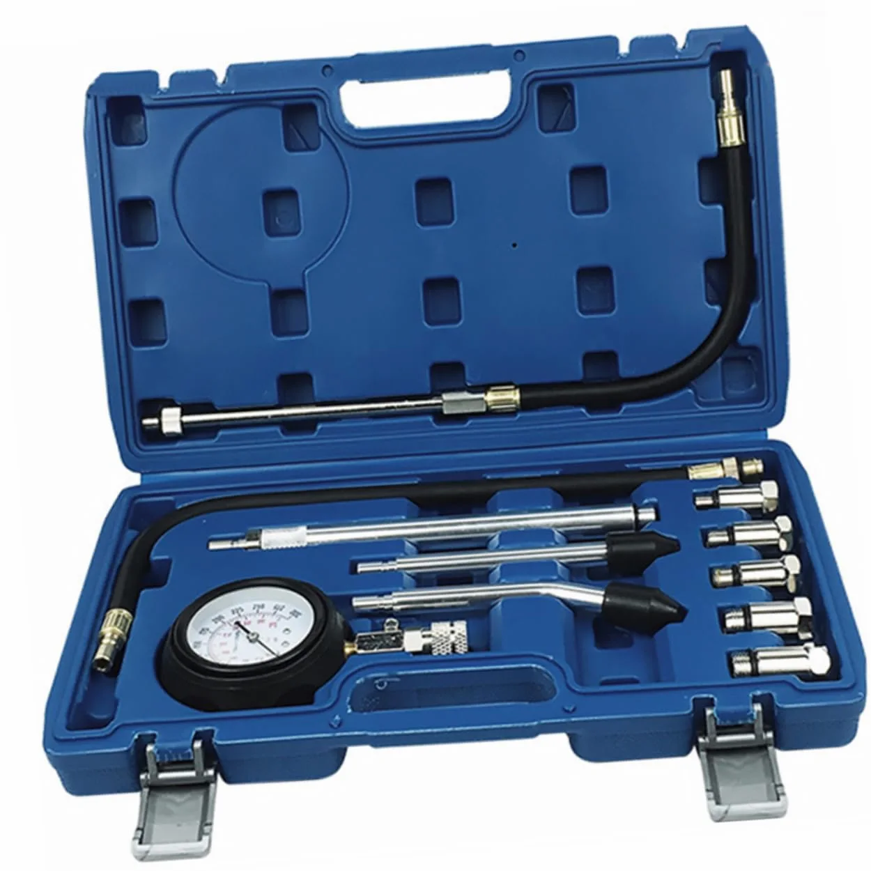 ULTECHNOVO Manómetro de Compresión para Cilindros de Motor de Gasolina, Diagnóstico Automotriz 0-300 Psi, Adaptadores Roscados y Cono de Goma