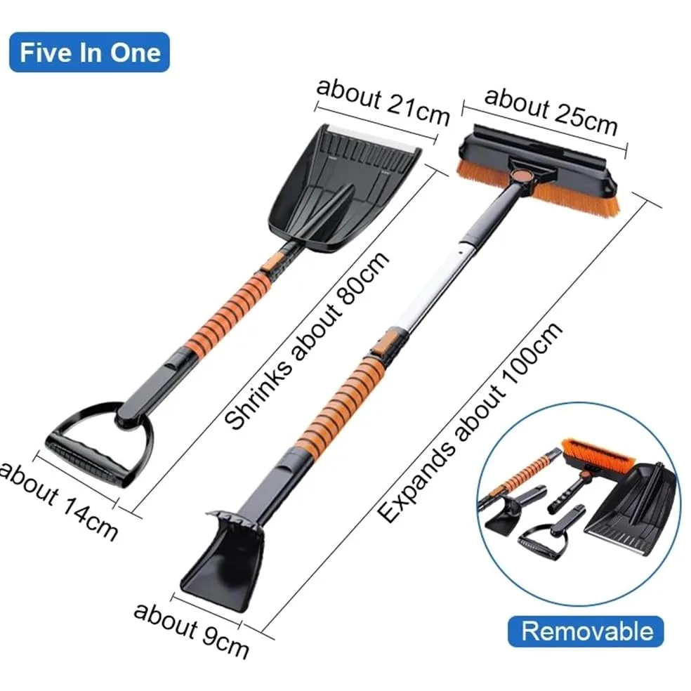Rascador de hielo para coche 1set Hielo Coche 3 En 1 5 En 1 Retráctil Cepillo Pala Herramienta Remoción De Nieve De Invierno Pala Raspador Eliminación Hielo Auto Clean Accesorios Rascadores de hielo p