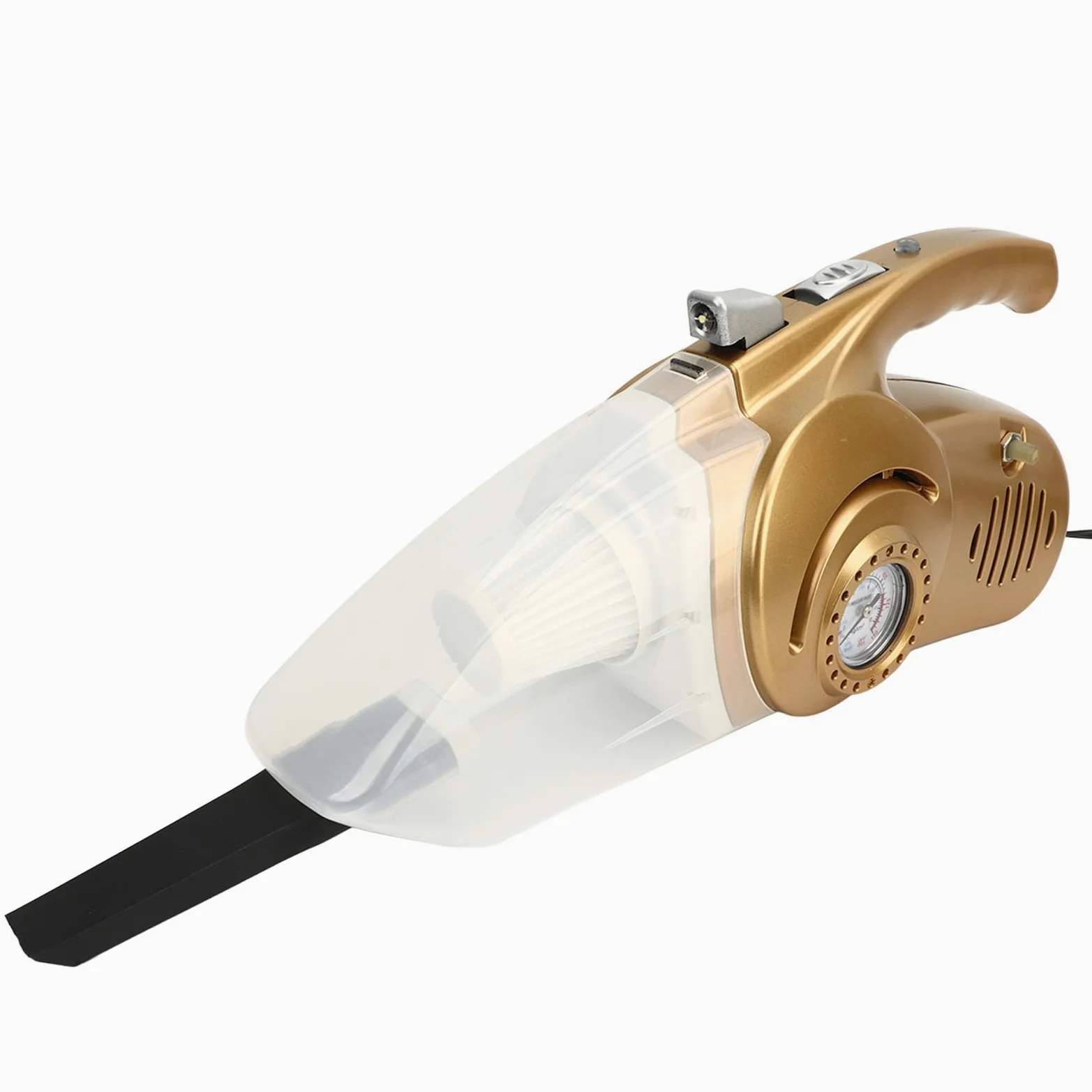 Aspirador de Coche con Inflador de Neumáticos, Aspirador de Mano Dorado 2 en 1 con Luz LED, Limpieza E Inflado Eficiente para Coches y Bicicletas