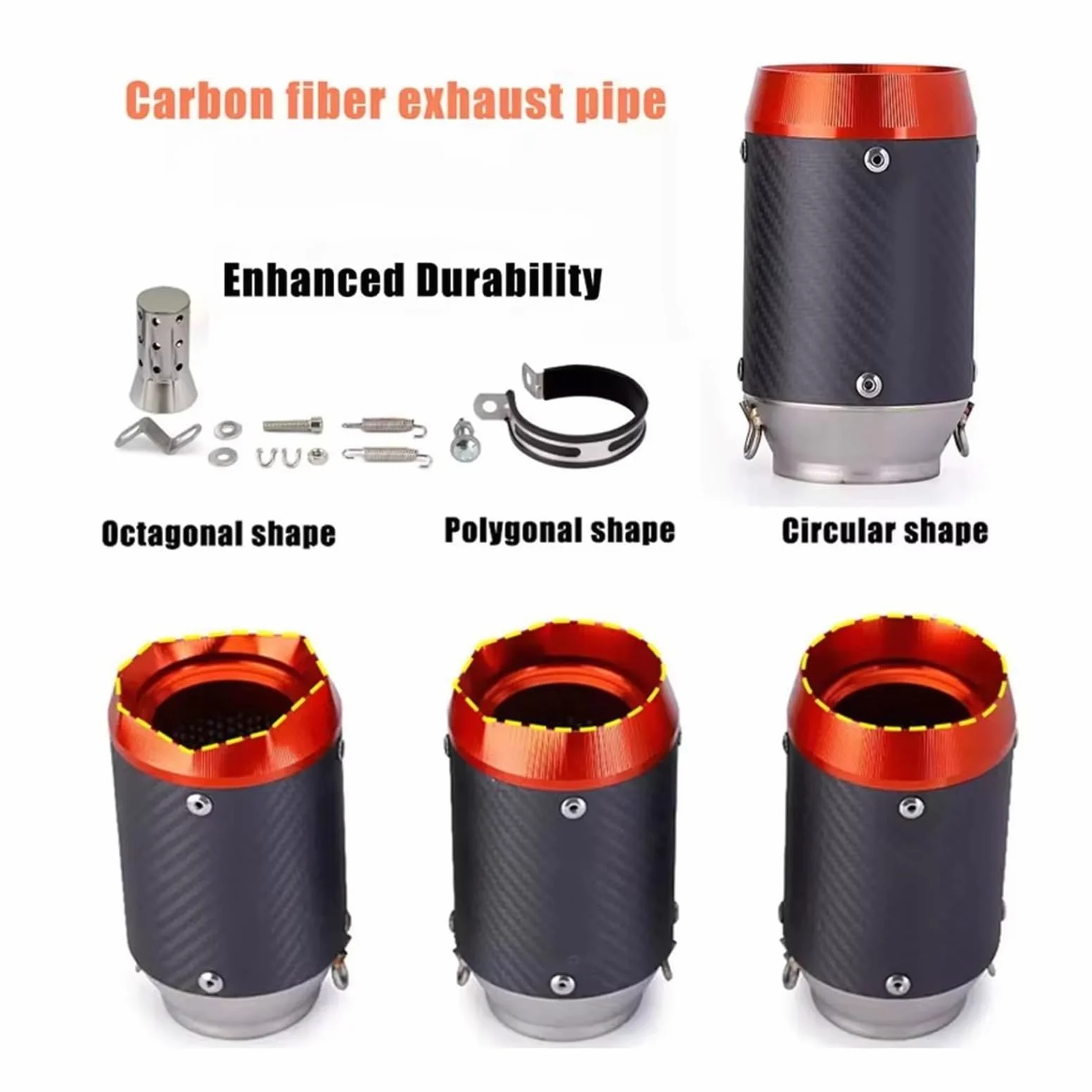 silencioso escape moto Para CB300R Para MT07 Para Z1000 Para Ninja400 | Tubo de escape de escape 51 mm/60 mm Universal A Silenciador escape de fibra de carbono de carreras(B2)