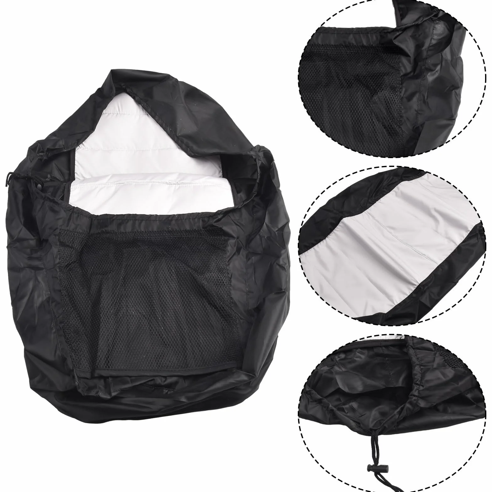 Funda para asiento de tractor con tela impermeable, cordón elástico y bolsillos traseros para cortacésped y tractores agrícolas (gris)