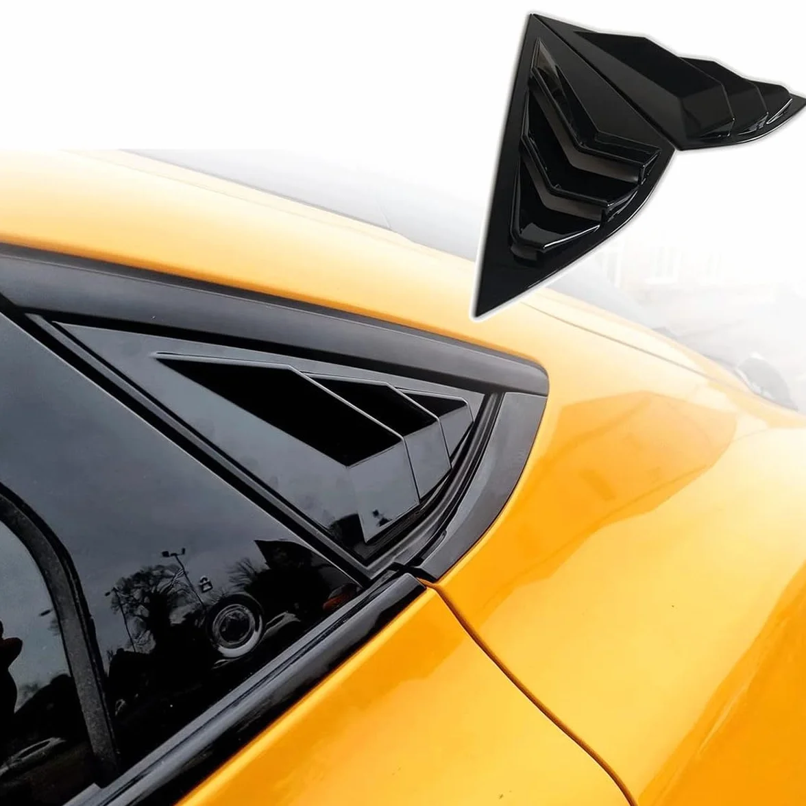AOSK para Mustang Mach E Cuarto de Ventana Lateral Scoop Louvers Cover Ventana Visor Cubierta ABS (Negro Brillante)