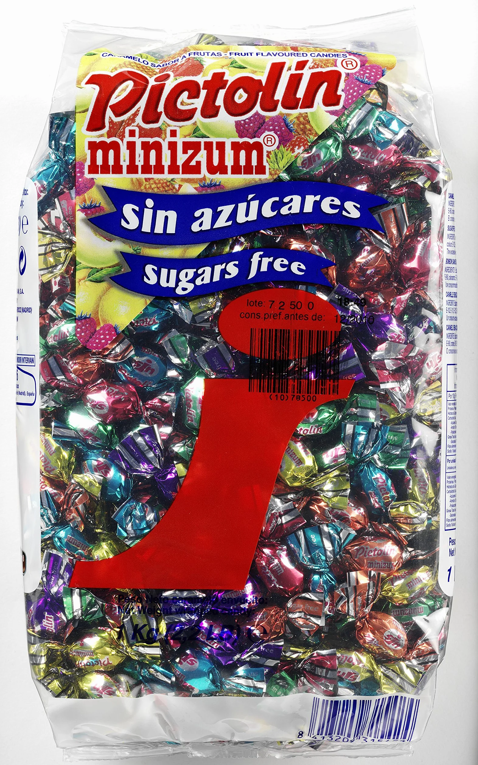 Pictolin Minizum Caramelos sin azúcar sabor frutas con edulcorantes 1 kg