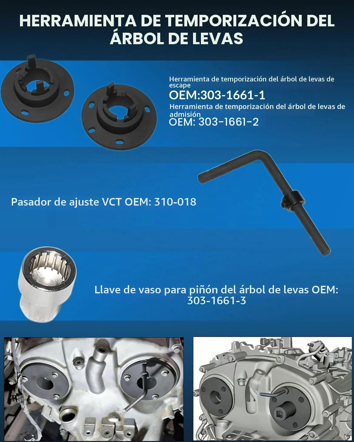 DPTOOL Herramienta de Bloqueo del cigüeñal de sincronización del árbol de levas Compatible con Motor de Gasolina Ford 1.0L Ecoboost última versión de 2018 Reemplazo 303-1661, 303-1643