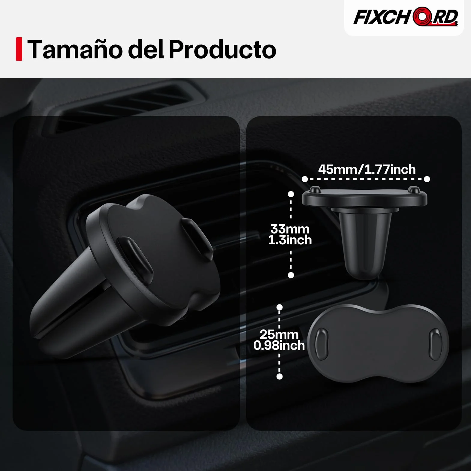 Soporte Magnético para Rejilla de Aire Acondicionado de Coche OOONO CO-Driver NO2, 1 Unidad de Soporte Magnético con Imanes Integrados Compatible con la Alarma de Radar OOONO NO2
