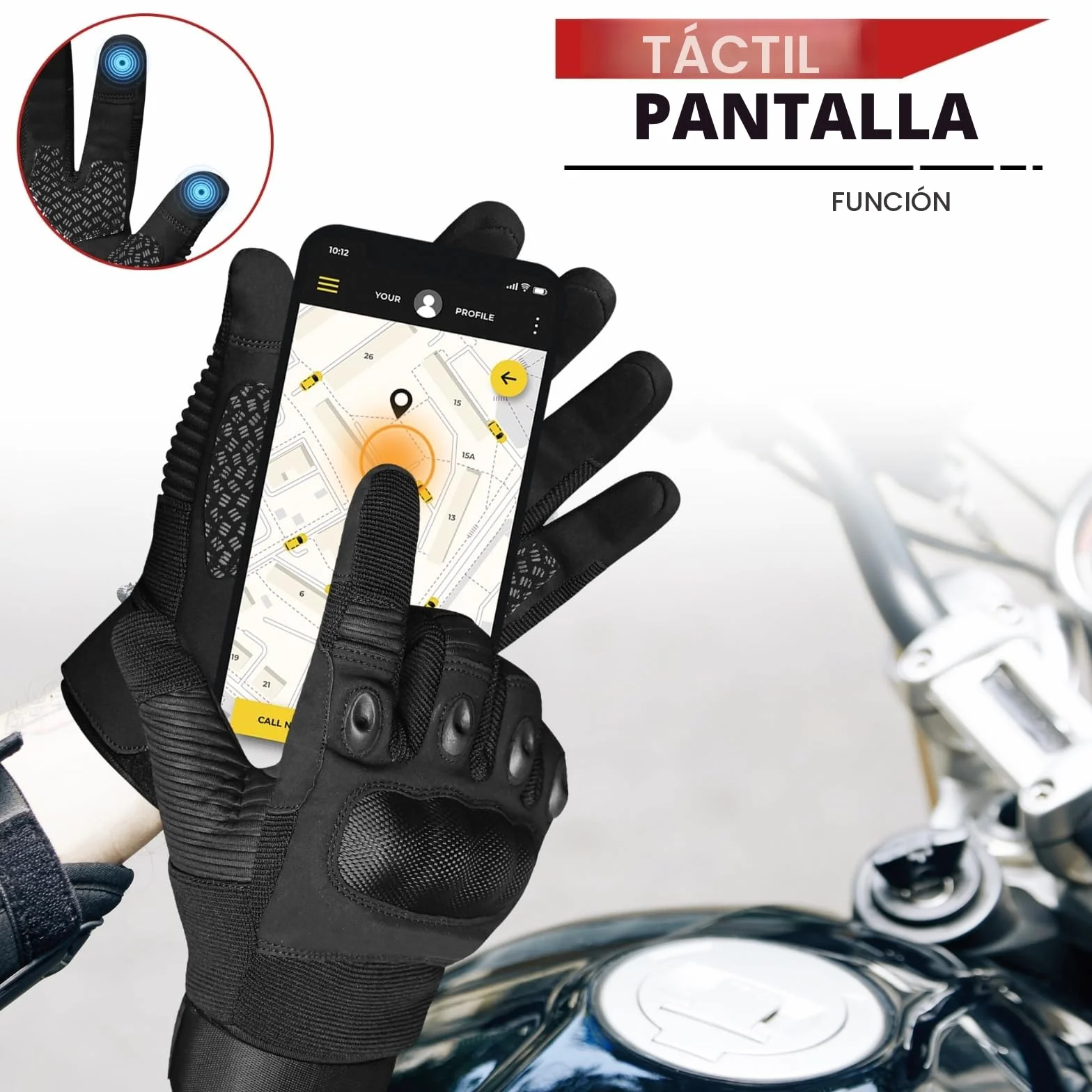WESTWOOD FOX WFX Guantes de motocicleta táctiles dedo completo para hombres y mujeres