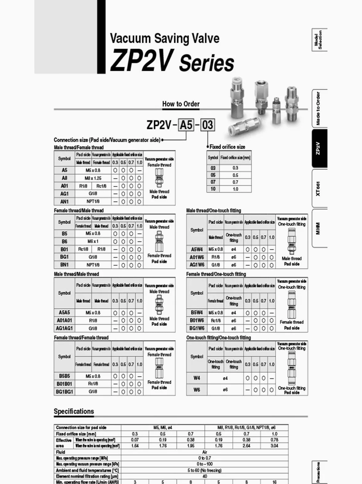 Válvula lógica de Mandril de vacío ZP2V-A5/A8-B5/B6/B01-03 05 07 10 Válvula de retención de Seguridad unidireccional ZP2V-A5W4/A01W6/AG1W6-03/05/07/10 | ZP2V-A01W6-10