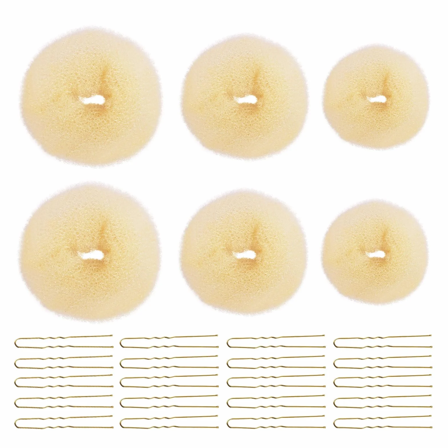 Donut Moño 6 Piezas con 20 Clips en Forma de U Kit Accesorios de Peinado para Mujeres