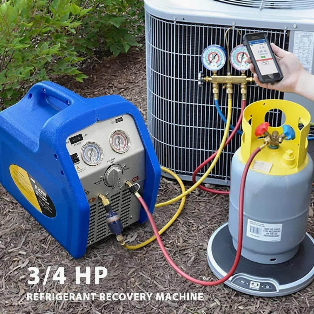 Máquina portátil de recuperación de refrigerante 1hp/3/4 H -P - Máquina de recuperación de CA120V HVAC para refrigerante líquido