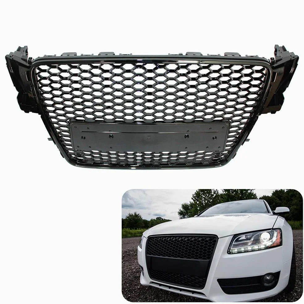 Coche Rejillas Frontales de Radiador para Audi A4/A5 B8 2008 2009 2010 2011 2012, Parrilla Calandra Delantera Cubierta Malla Parachoque Piezas Embellecedores,A5