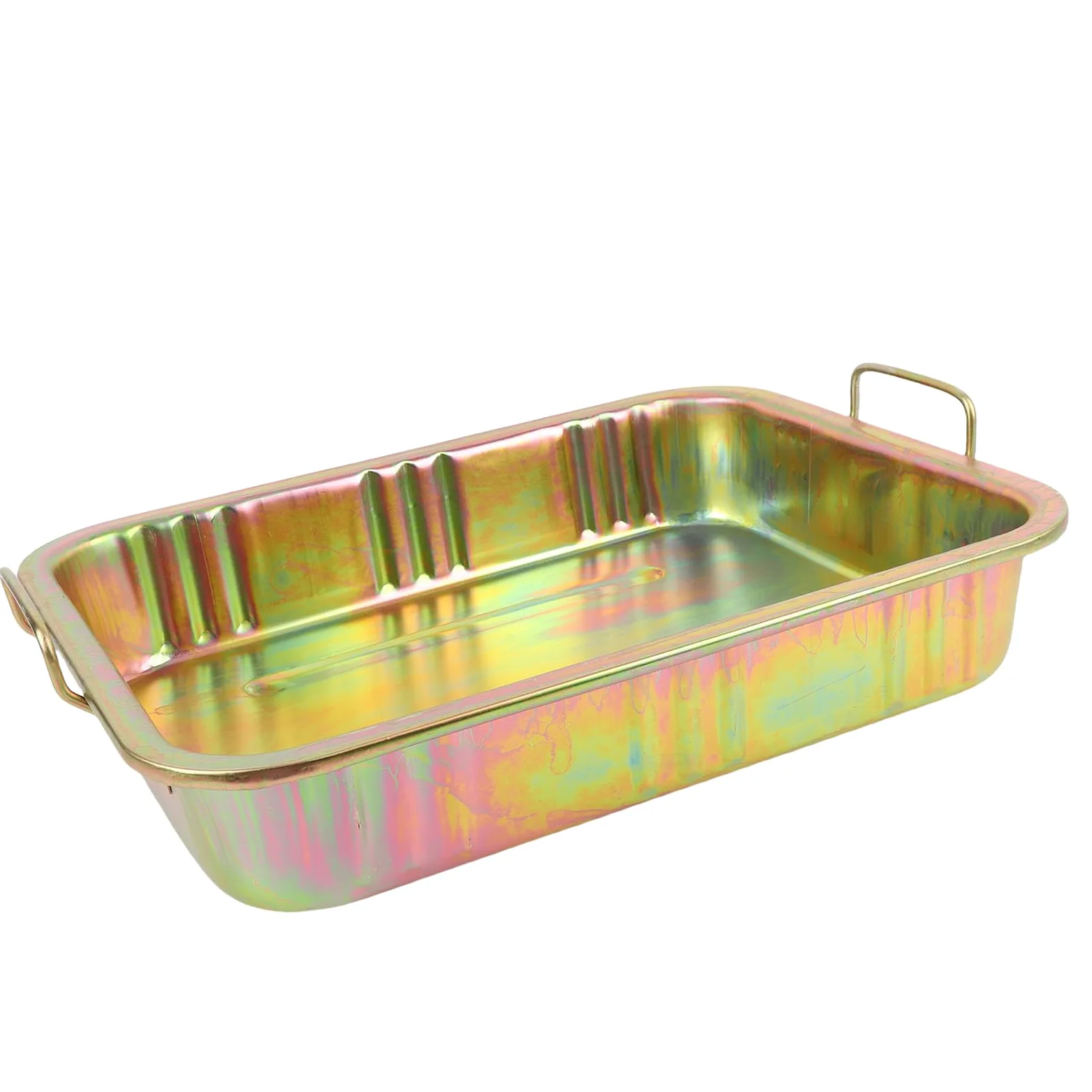Bandeja de goteo de aceite de 13 litros 48,5 x 37,5 x 9 cm Bandeja de drenaje de aceite de hierro galvanizado y recipiente de recogida de líquidos Depósito anticorrosivo a prueba