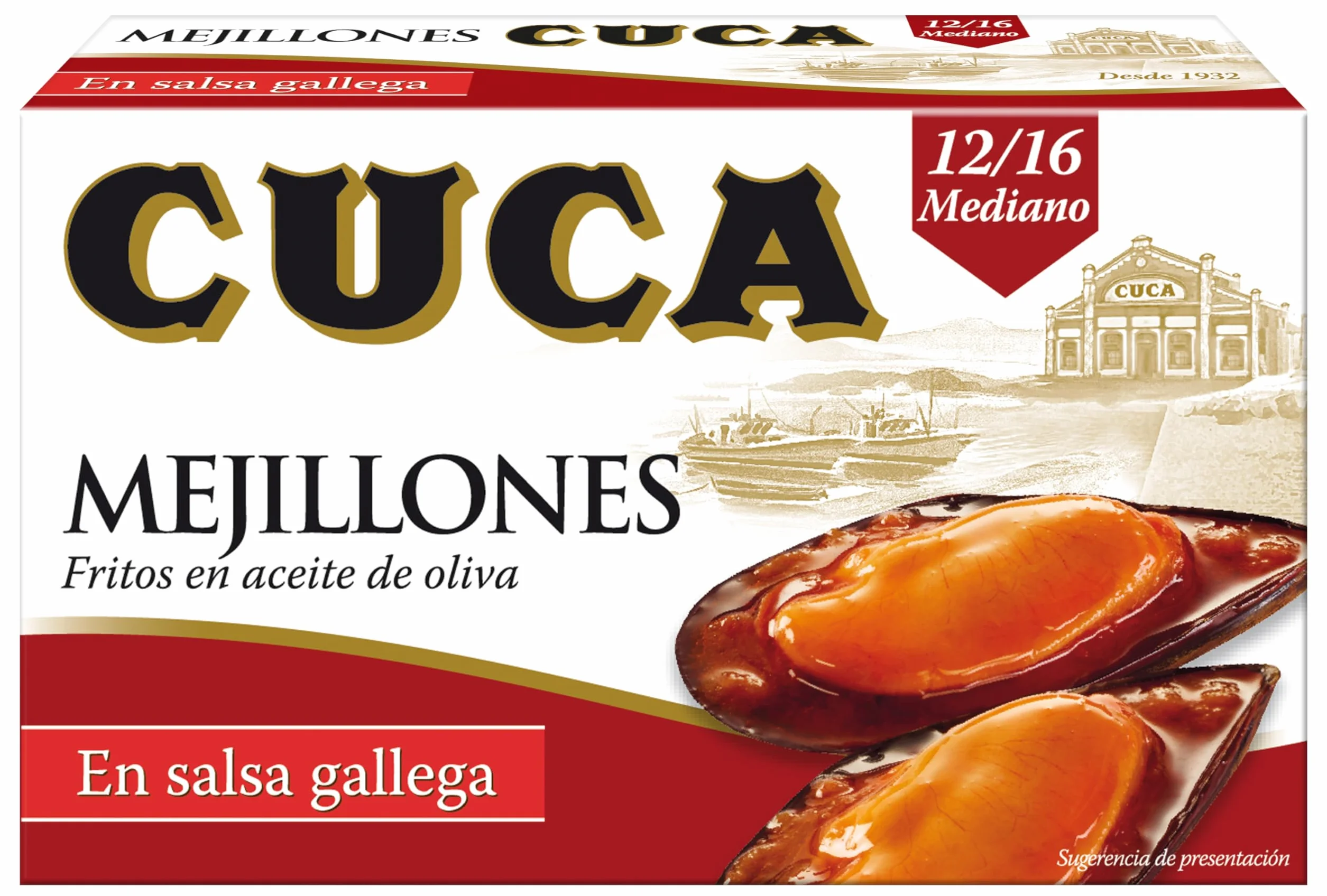 Cuca Mejillones en salsa gallega 12/16 piezas pack 5 latas 115gr