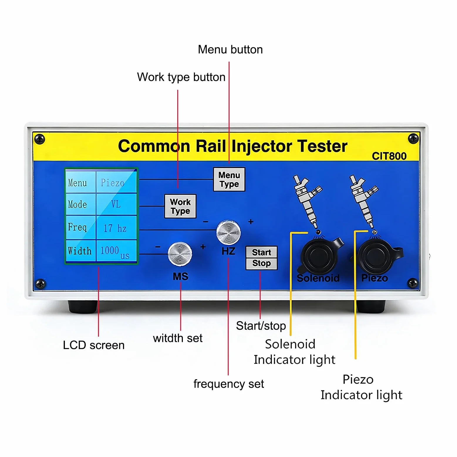Tester Common Rail para Motores Diesel Modernos,Herramienta de calibración de inyectores para Mantenimiento,Probador de inyectores Diesel para Diagnosis rápida(CIT800)