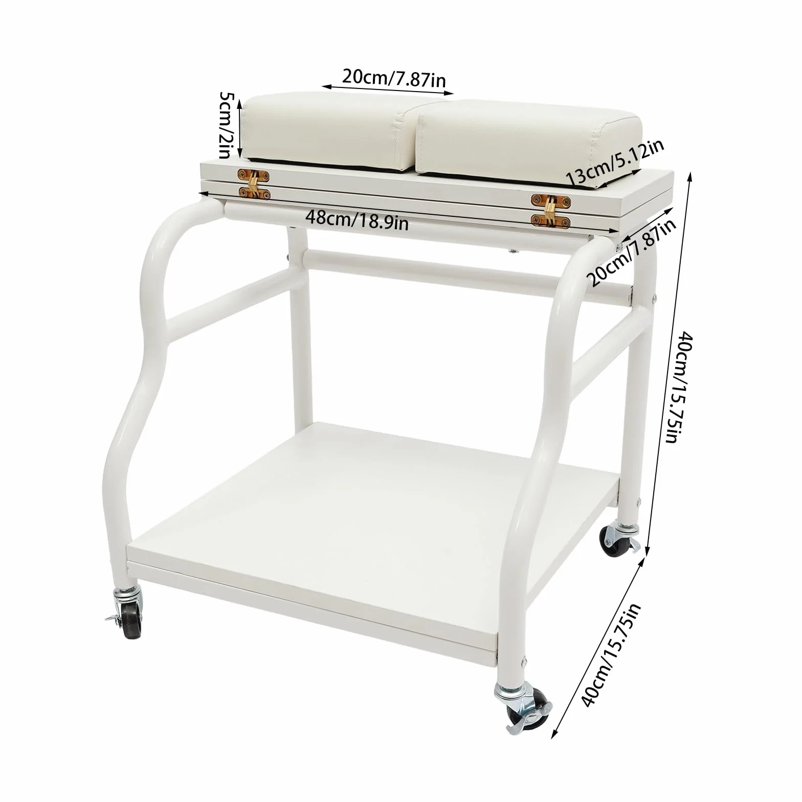 Carrito para baño de pies con 4 ruedas universales, tapa plegable, pedicura accesorio salón