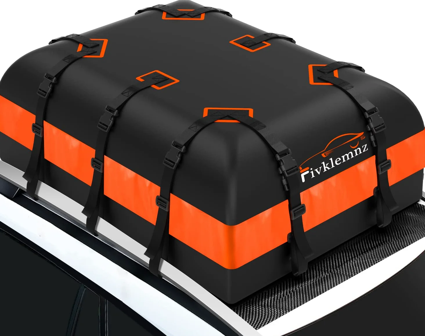 FIVKLEMNZ Bolsa de Techo para Techo de Coche, Impermeable, para Toda la Parte Superior del vehículo con/sin Estante, Incluye Alfombrilla Antideslizante + Correas reforzadas + 6 Ganchos de Puerta +