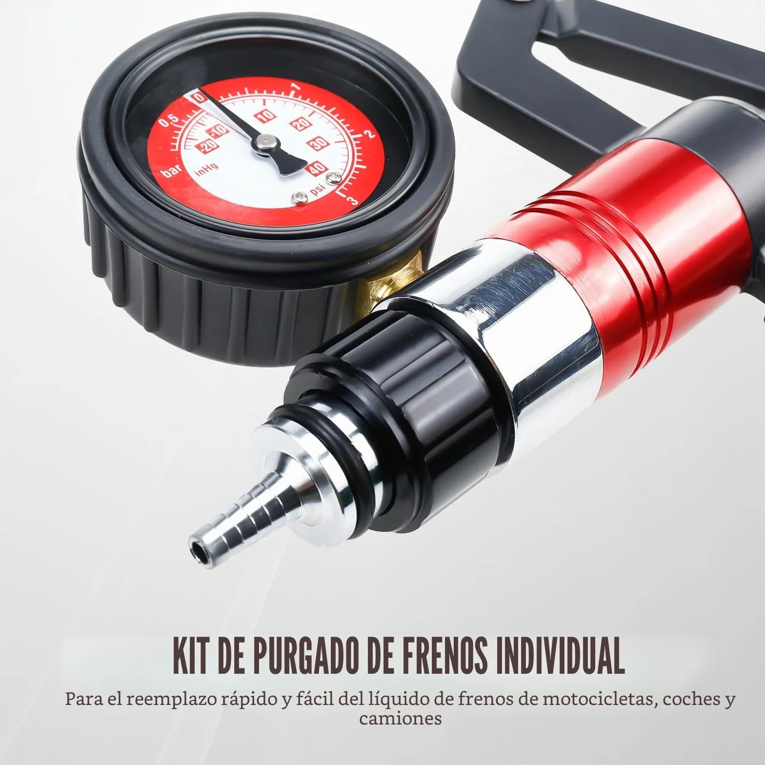 BOOMSTART 21 Piezas Equipo de Purga de Frenos, Probador de Bomba de Vacío de Freno con Manómetro, Adaptadores para Coche Vehículo Automotriz, Camión y Moto