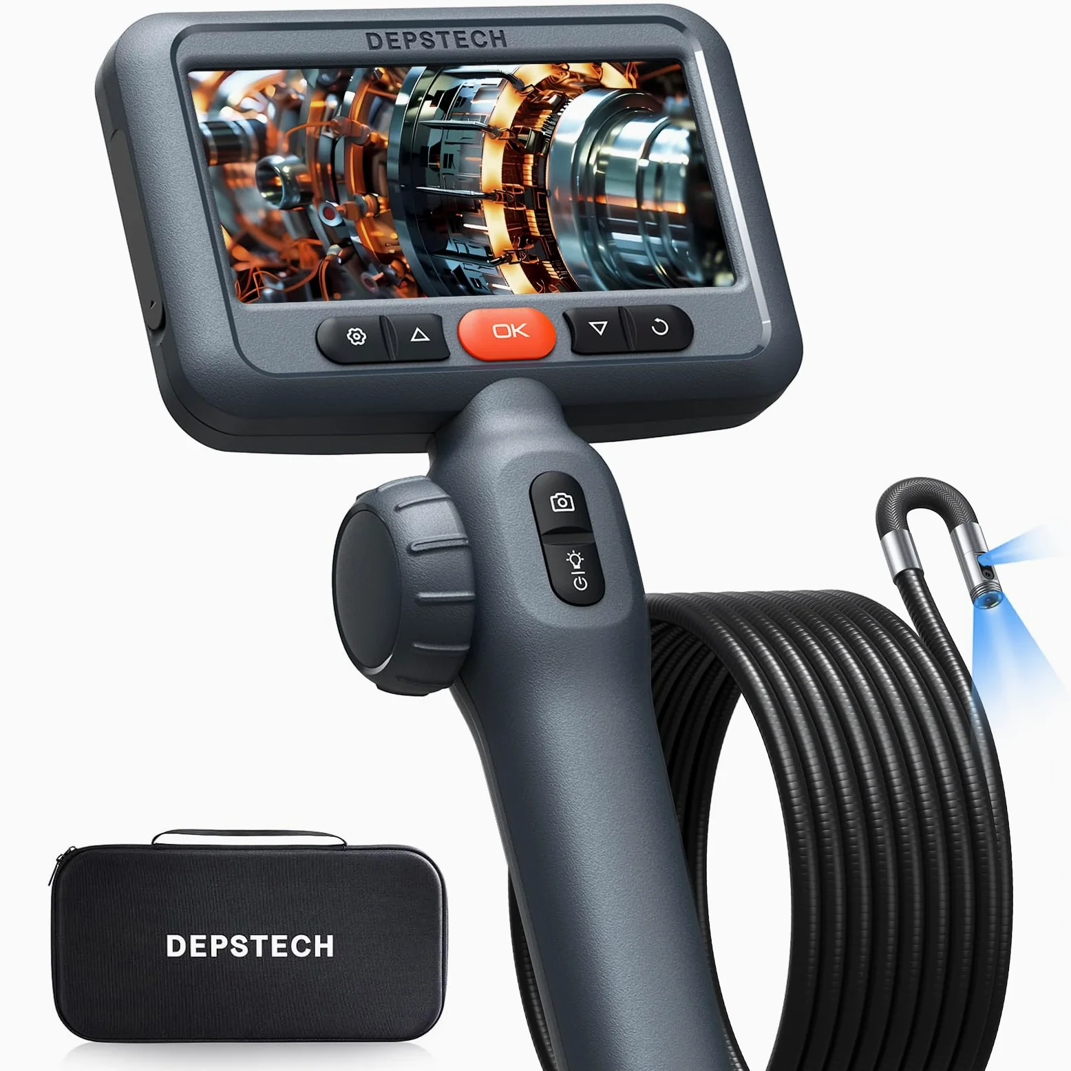 DEPSTECH Boroscopio articulado de 10 pies, cámara endoscópica de doble lente con luz