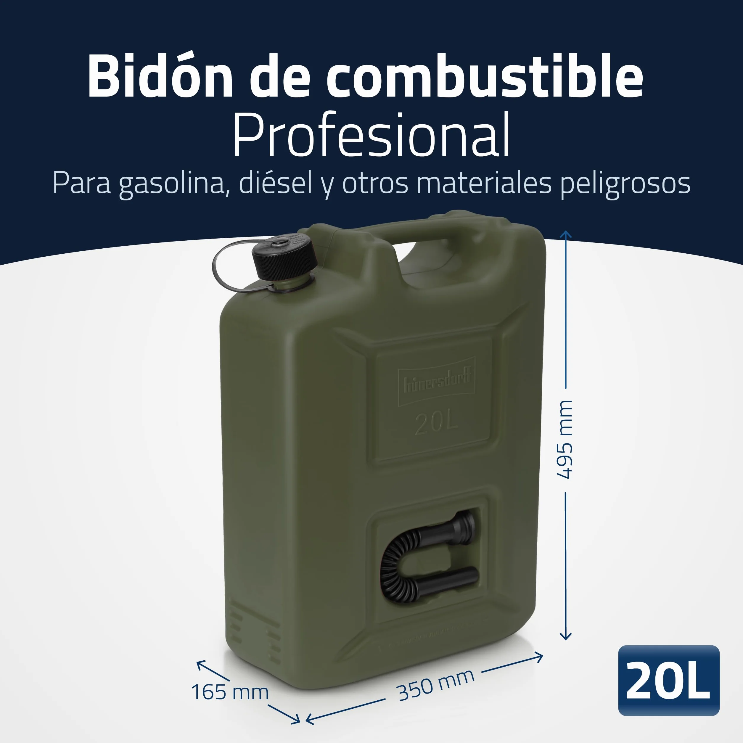 Hünersdorff 802010 Bidón para Carburante, Verde, 20 l