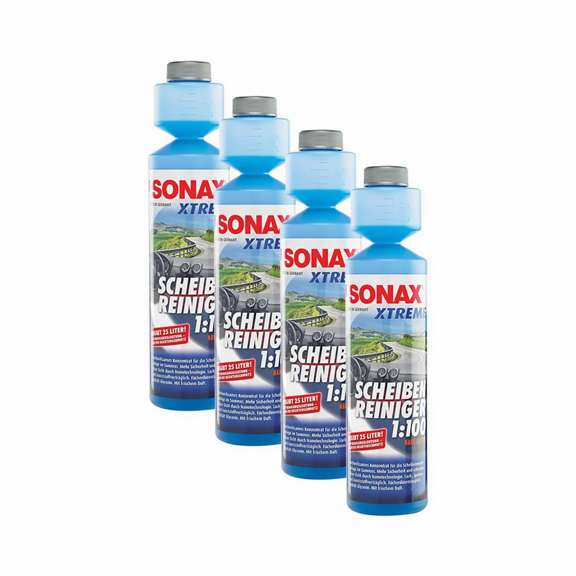 SONAX Limpiador de parabrisas Xtreme 02711410, concentrado NanoPro, 250 ml, 4 unidades