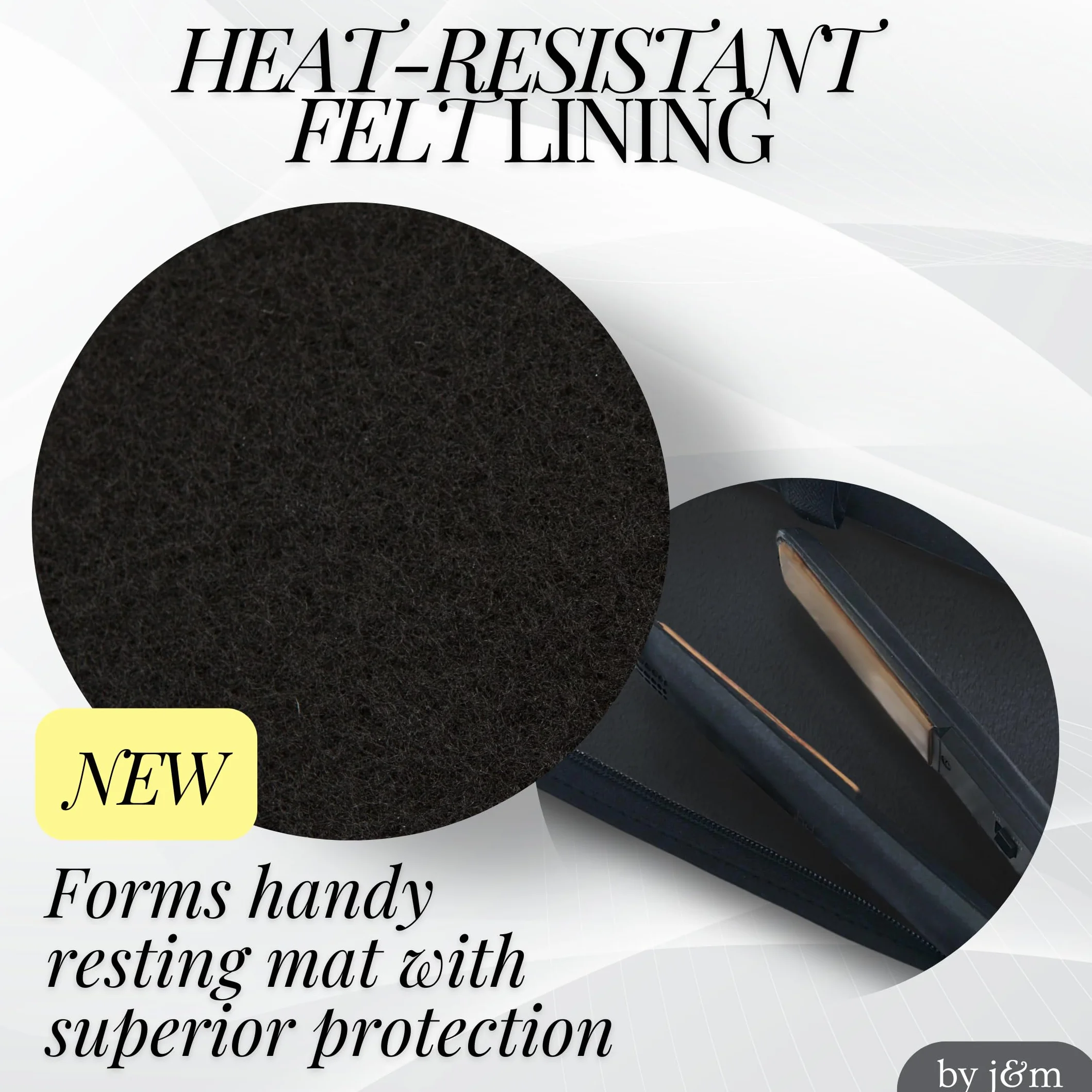 Esterilla y Funda para Alisador de Pelo j&m - Resistencia al Calor - Compatible con ghd, BaByliss - Estuche Viaje Compacto
