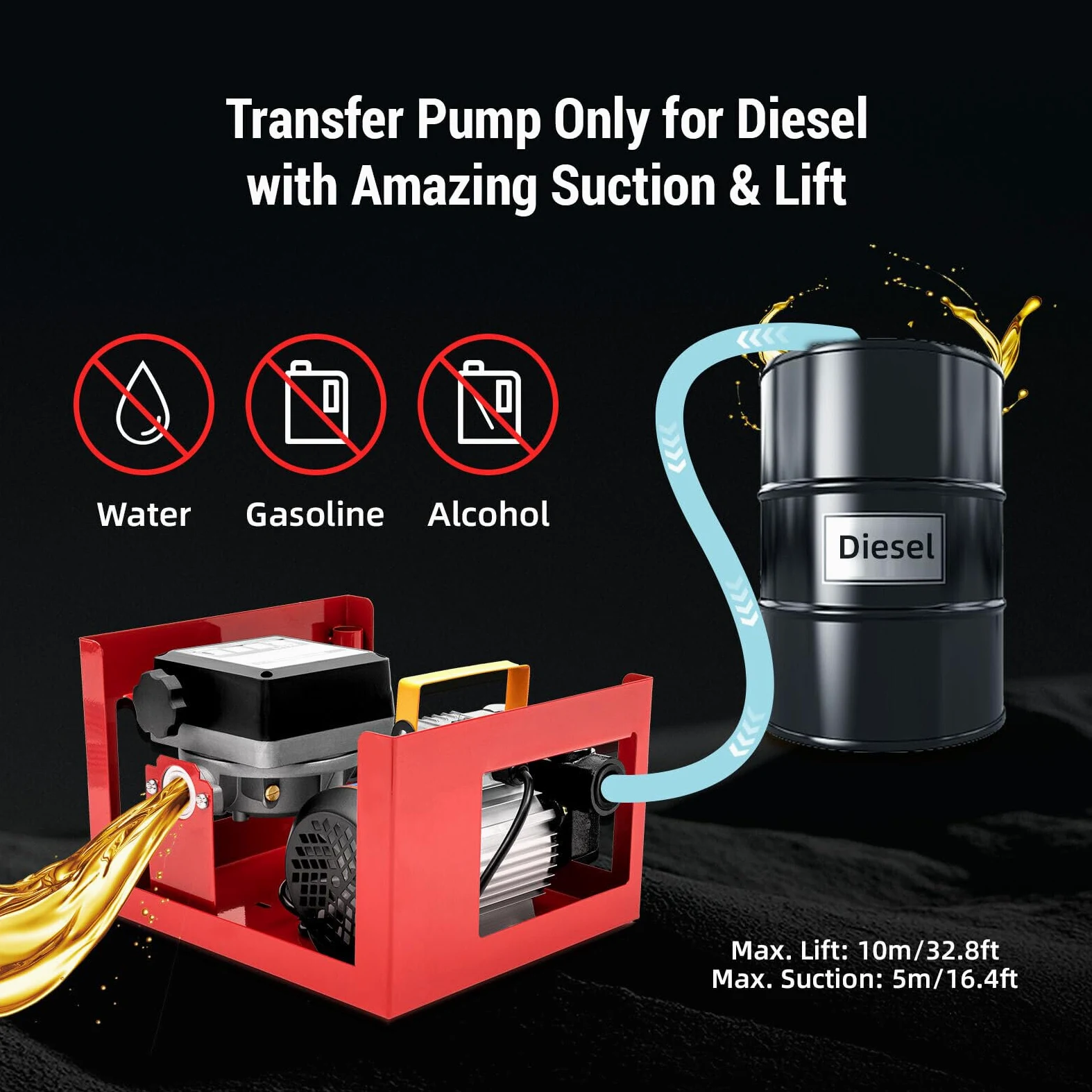Bomba de combustible eléctrica de 230 V, bomba diésel, 60 l/min, bomba de combustible, auto-trituración, medidor de gasolina, 550 W, flujo alto, bomba de combustible automotriz con caudalímetro
