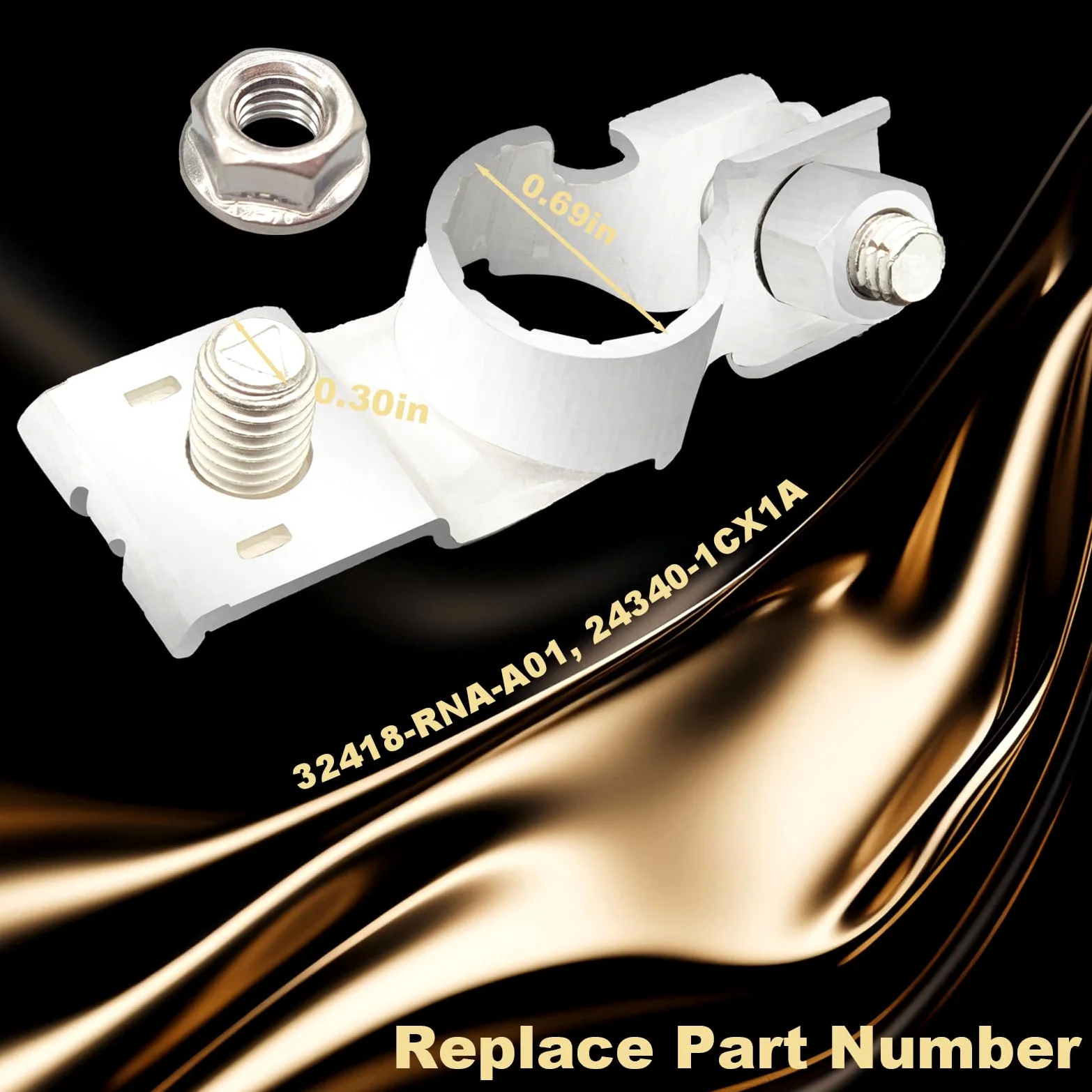 Terminal de batería positivo con tuerca compatible con Honda Civic 2006-2015 Acura ILX 2013-2015 MDX 2014-2015 Nissan Z 2023-2024 Reemplazo # 32418-RNA-A01