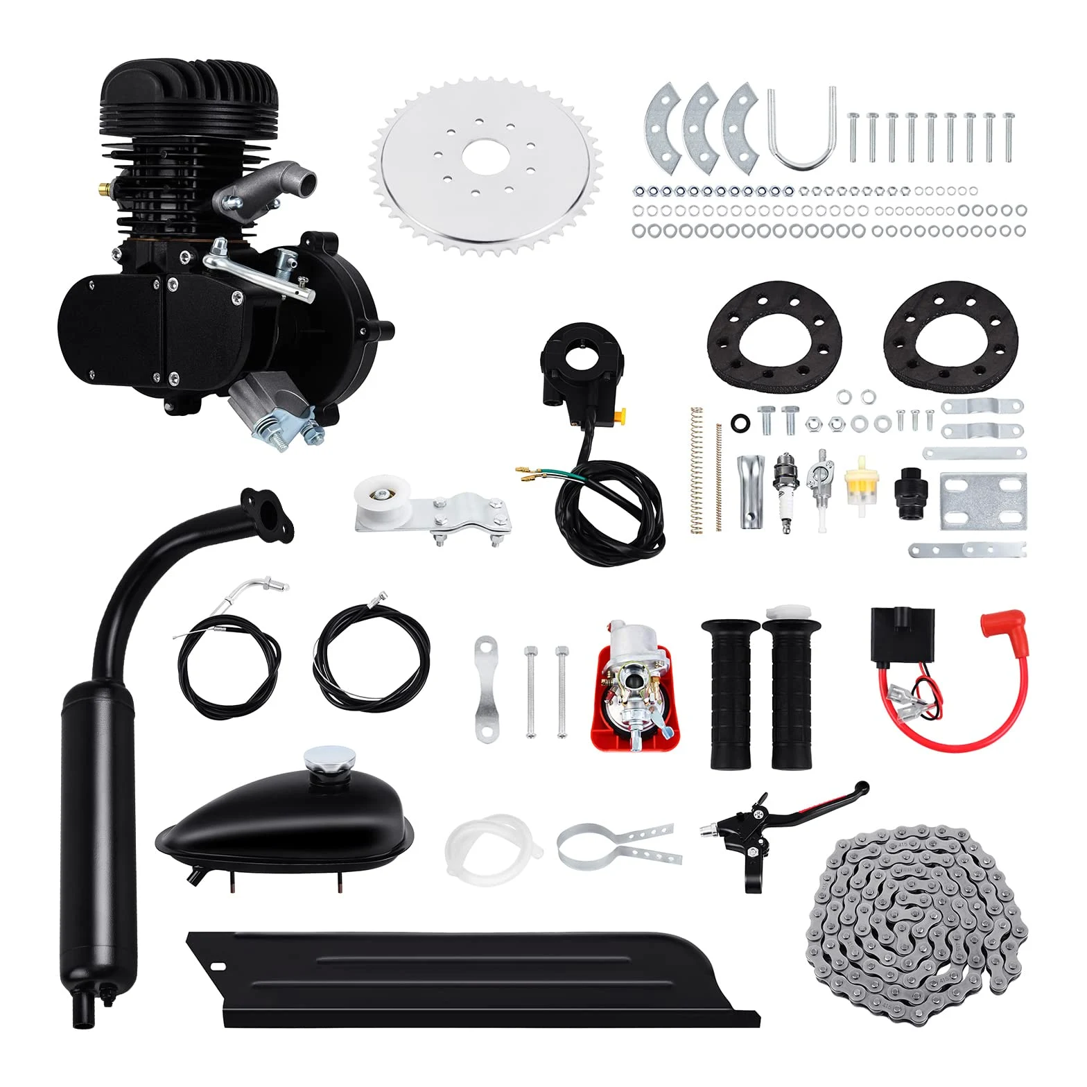 2 Tiempos Kit Motor Bicicleta 100cc Gas Motorizado Motor Kit de Conversión de Bicicleta Negro