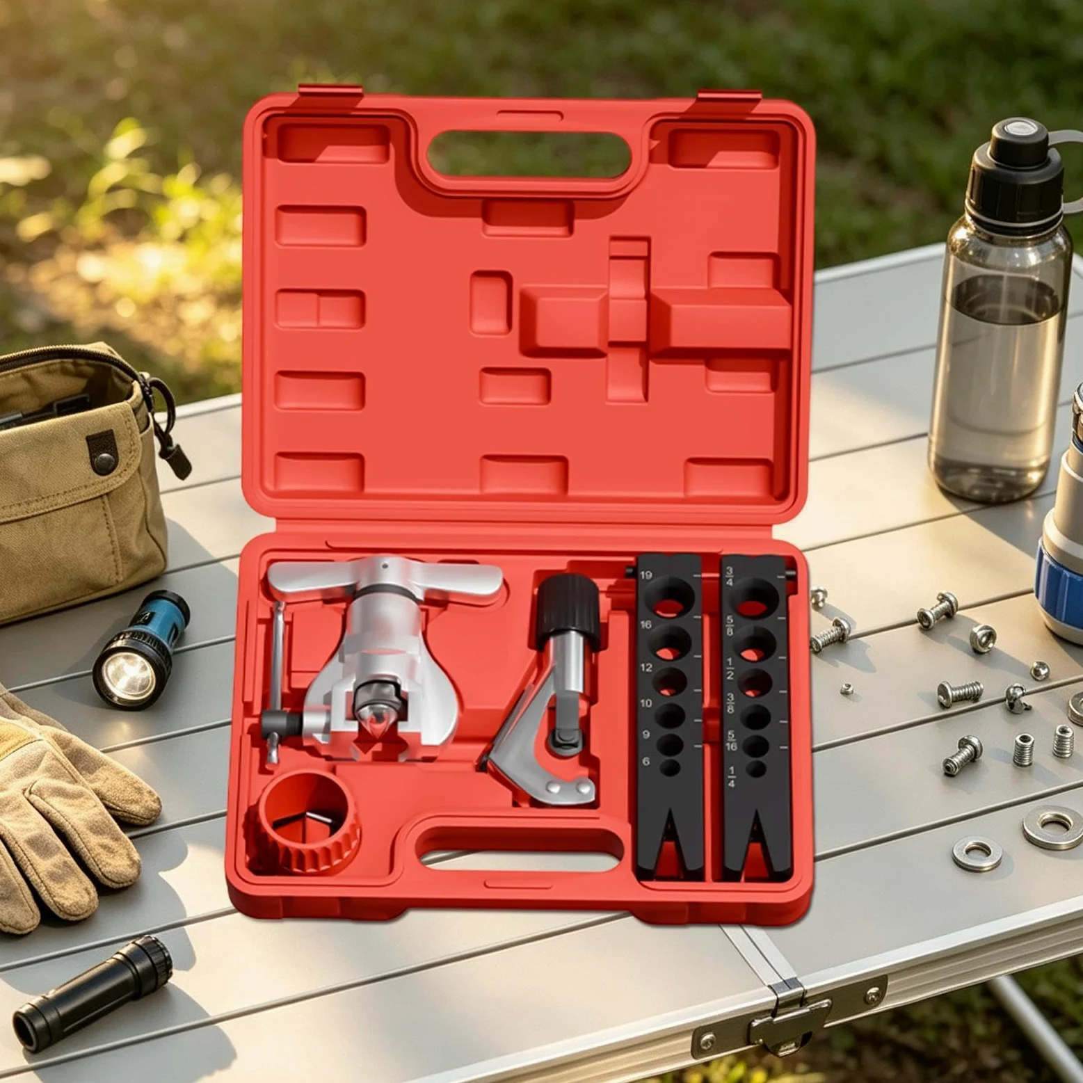 Kit Abocardador Frenos Set De Reparación De Tubos Automóvil | Herramienta Abocardadora De Freno De Metal para Automóviles Camiones Sedanes Taller Hogar Garaje Industria y en Exteriores