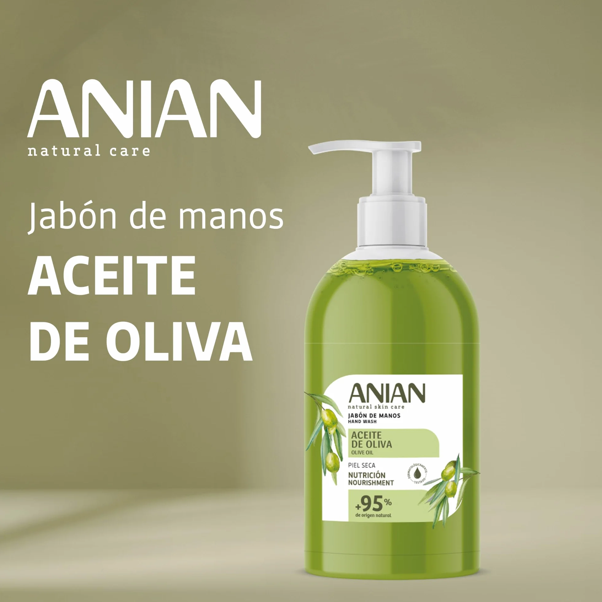 Jabón de Manos Aceite de Oliva 500 ml para Piel Seca con Glicerina y Aceite de Oliva 95% Natural