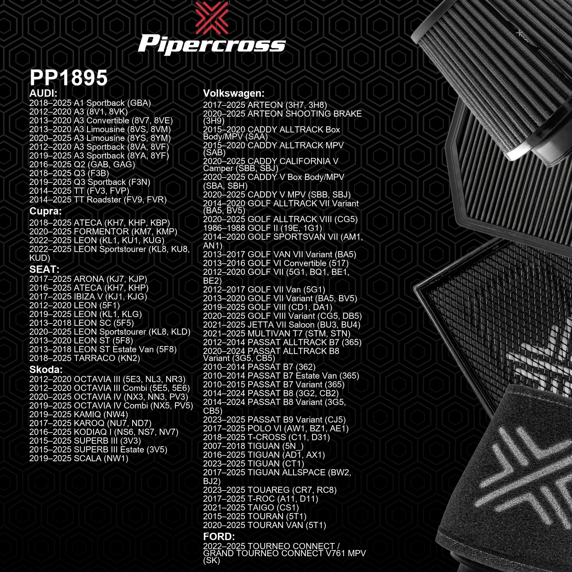 Pipercross Filtro para Jeep Compass y Renegade, PP2002 | Hasta 40% más flujo de aire, Mejor economía combustible, Garantía de por vida, Fabricación británica, Diseño ecológico