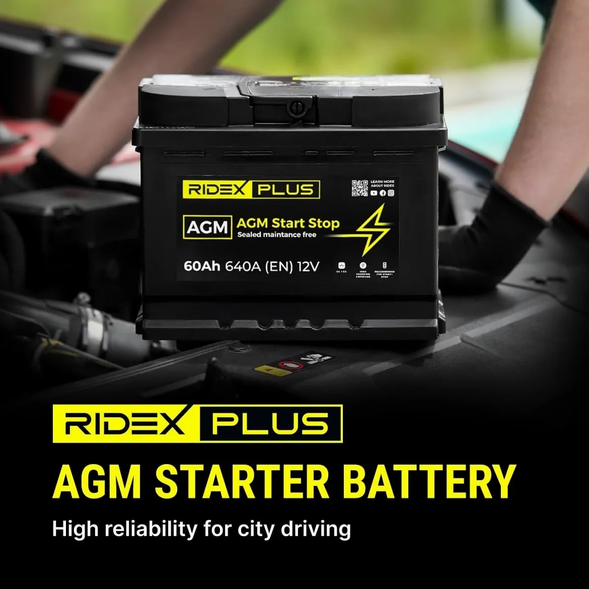 RIDEX PLUS 1S0013P AGM Start-Stop Batería Coche 80Ah 840A 12V B13 DIN/ISO L4 Baterías de Arranque de 75Ah 70Ah Compatible con VW Transporter T5 Furgoneta 7HA, 7HH, 7EA, 7EH Tiguan II AD1, AX1