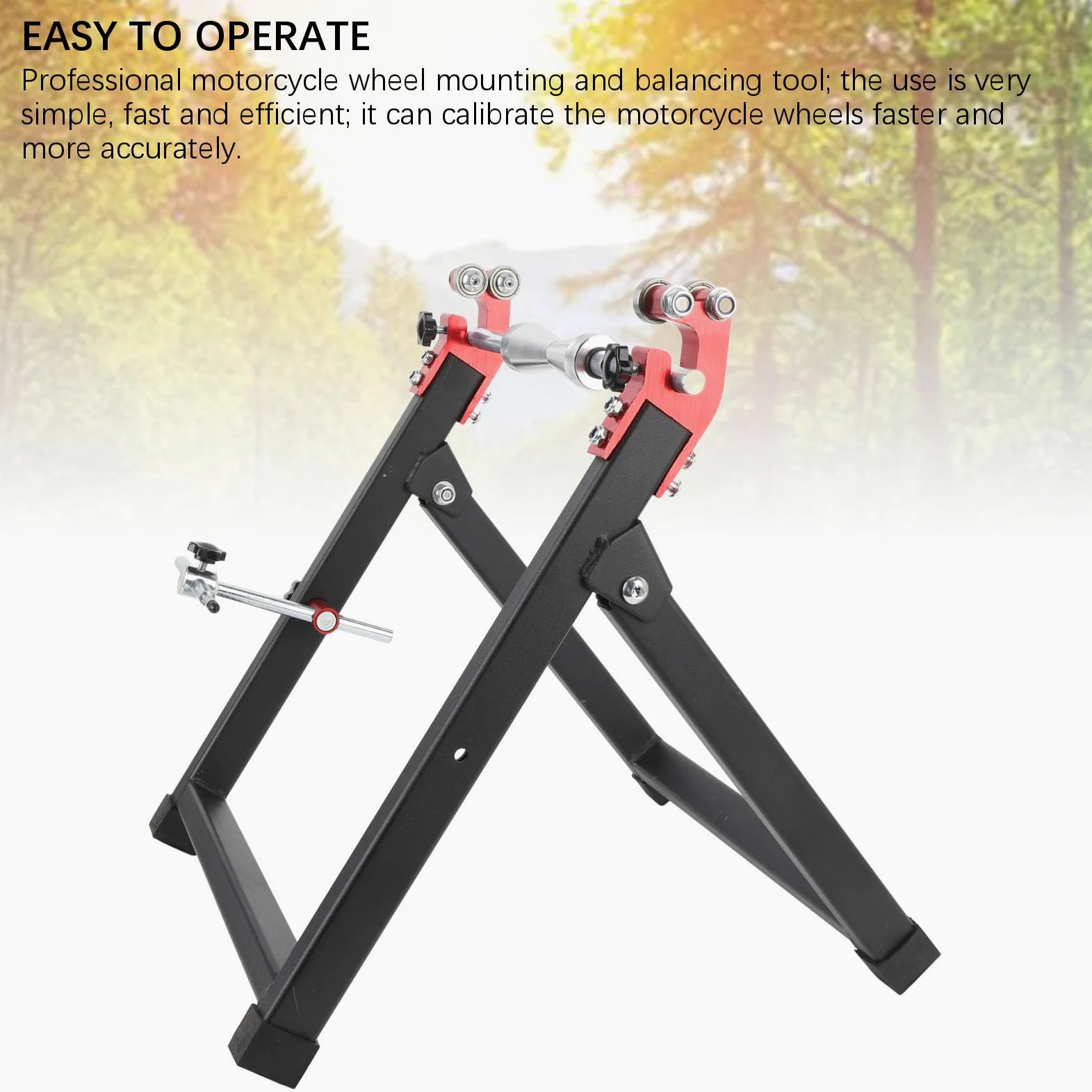 Cuifati Soporte para Equilibrador de Ruedas para Ruedas de Moto de Cross, Conos de Centrado Ajustables de Acero y Aluminio de Alta Resistencia, Equilibrador de Neumáticos Plegable Portátil para