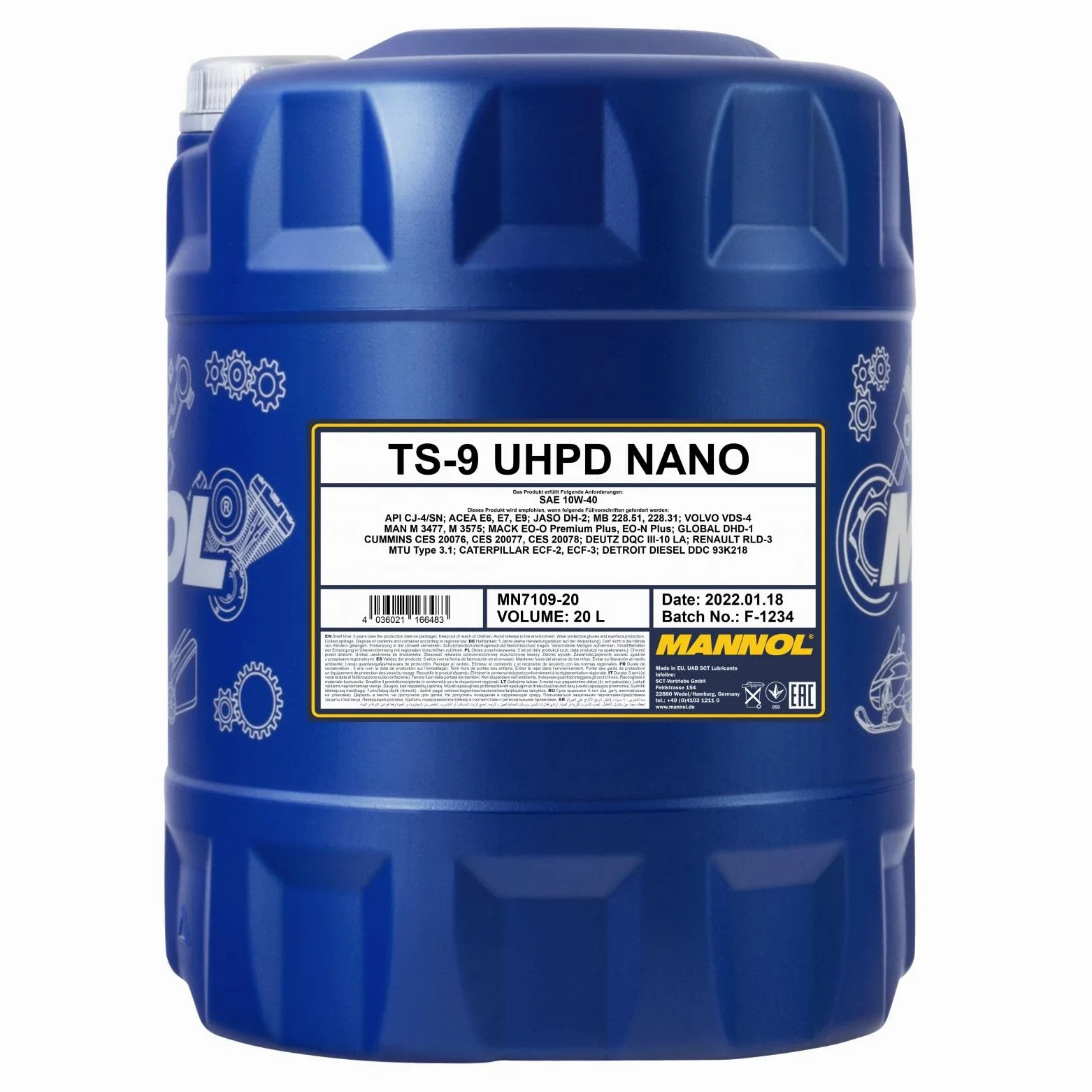 MANNOL Aceite de motor 10W-40 TS-9 aceite parcialmente sintético API CJ-4 API SN UHPD Nano 20L Compatible con MERCEDES-BENZ Clase C T-modell S204 Clase E T-modell S212 Clase C T-modell S205
