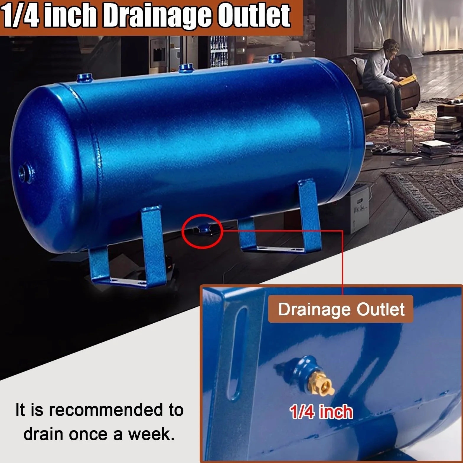 Tanque De Depósito De Aire De Acero Al Carbono, Tanques De Aire Comprimido De Gran Capacidad para Fábrica/Laboratorio, Presión Máxima 12,5 Bar(10L/2.6Gal (45x19x24cm) A)