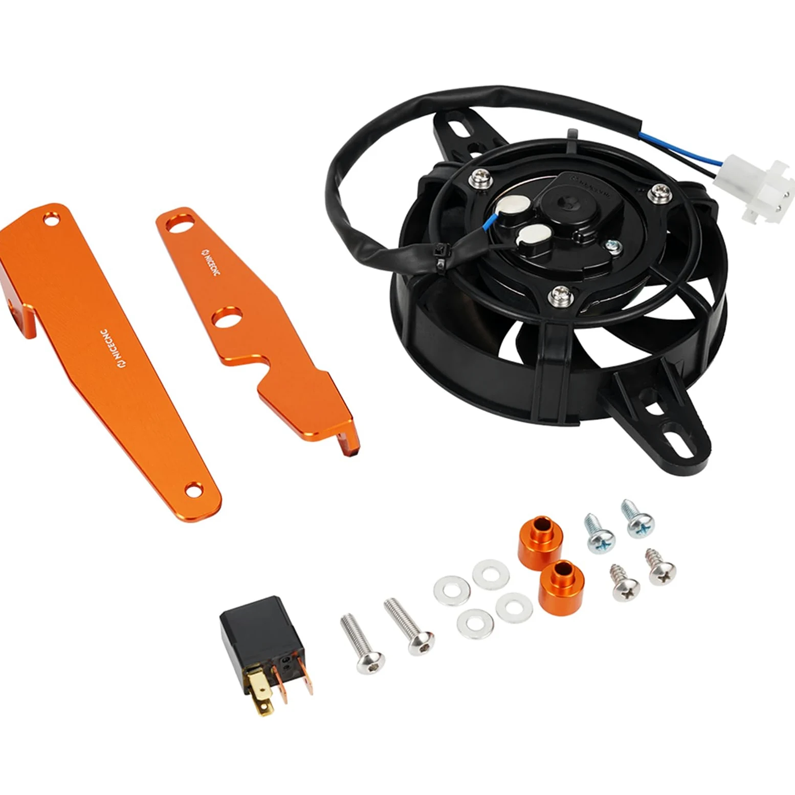 NICECNC Naranja Ventilador de Radiador Eléctrico 2 + Motor de 4 Tiempos Compatible with 125-500 XC/XCF/XCW/SX/SXF/EXC/EXCF/TPi/6D,125-501TE/TE i/FE/TX/FX/TC/FC 17-22