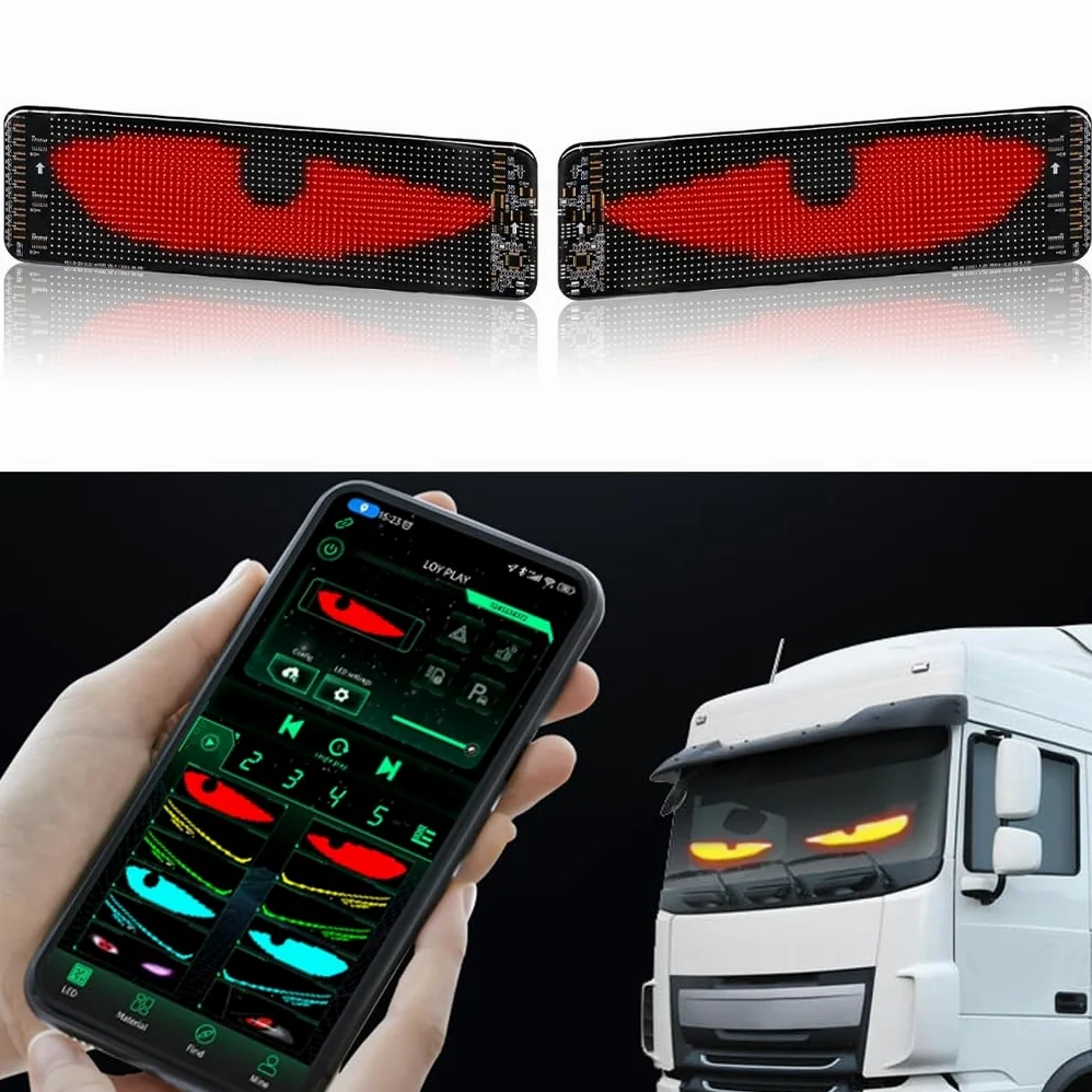 Luces LED Coche, Pantalla LED Flexible Programable Grande para Coche, Lámpara de Ojos Coloridos, Led Coche Interior, Tira Led Coche(2pcs 102x348mm)