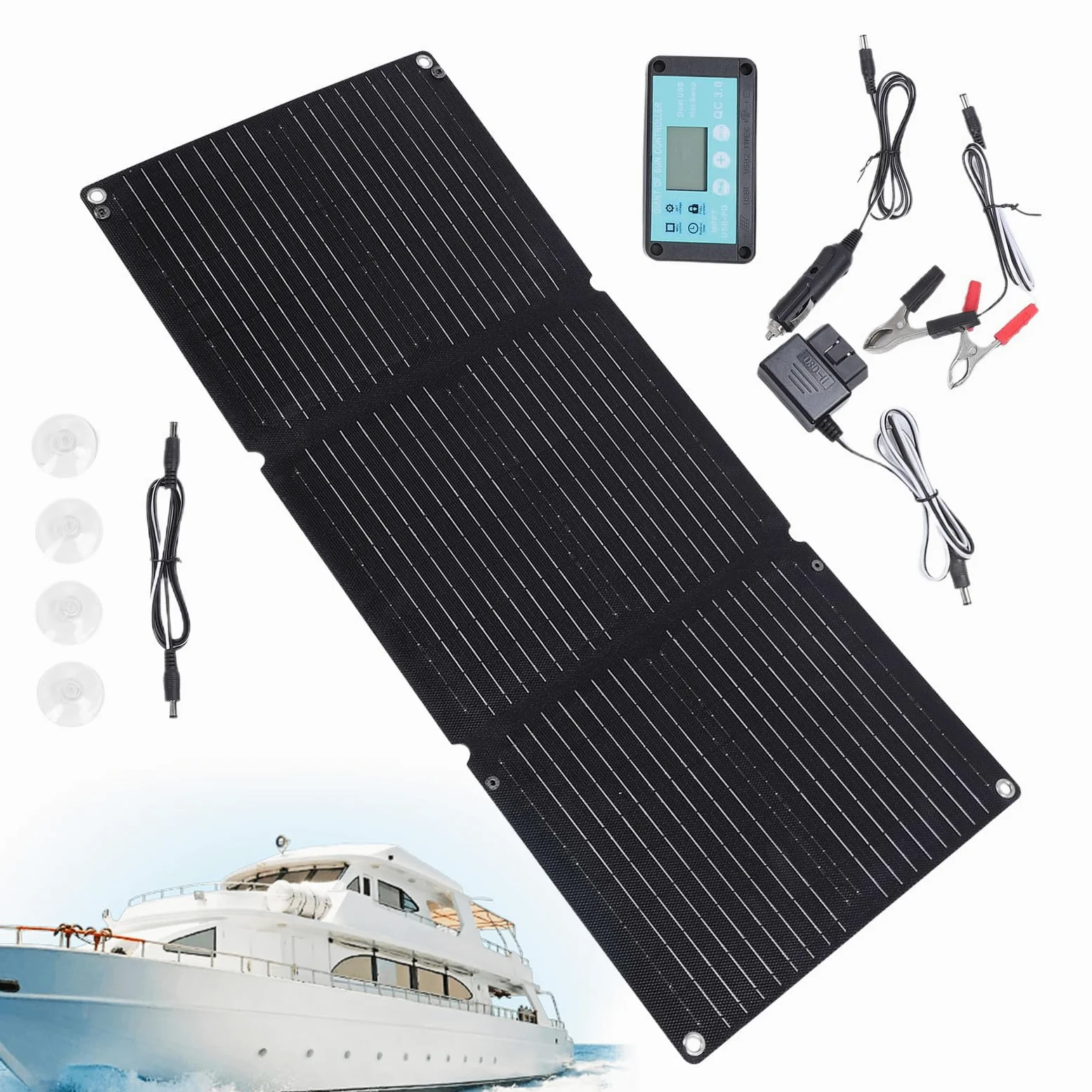 Mantenedor de Cargadores de batería de automóvil Solar, Cargador de batería | 12-24V Automático, mantenedor flexible impermeable plega