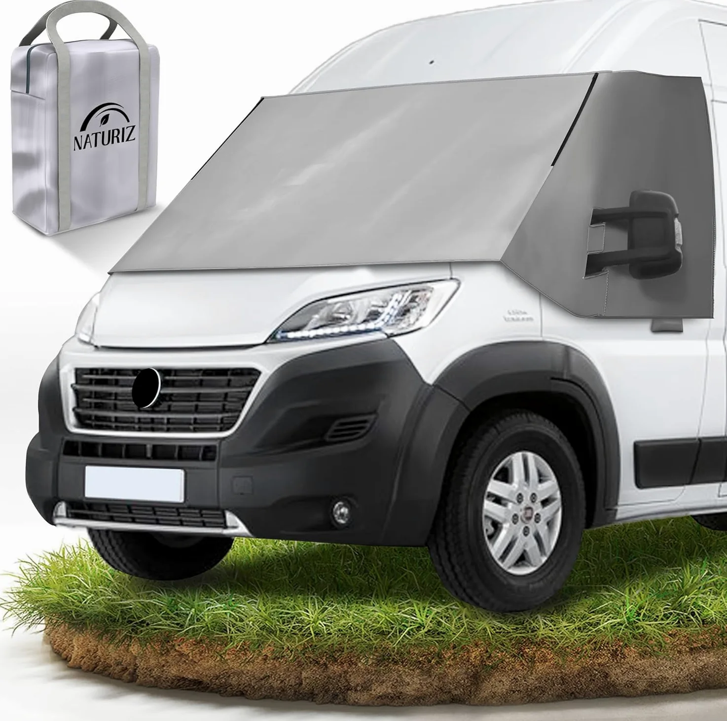 NATURIZ Alfombrilla térmica exterior impermeable de con protección solar eficaz para autocaravanas – Apto para Ducato, Jumper, Boxer 2006-2025 (gris)