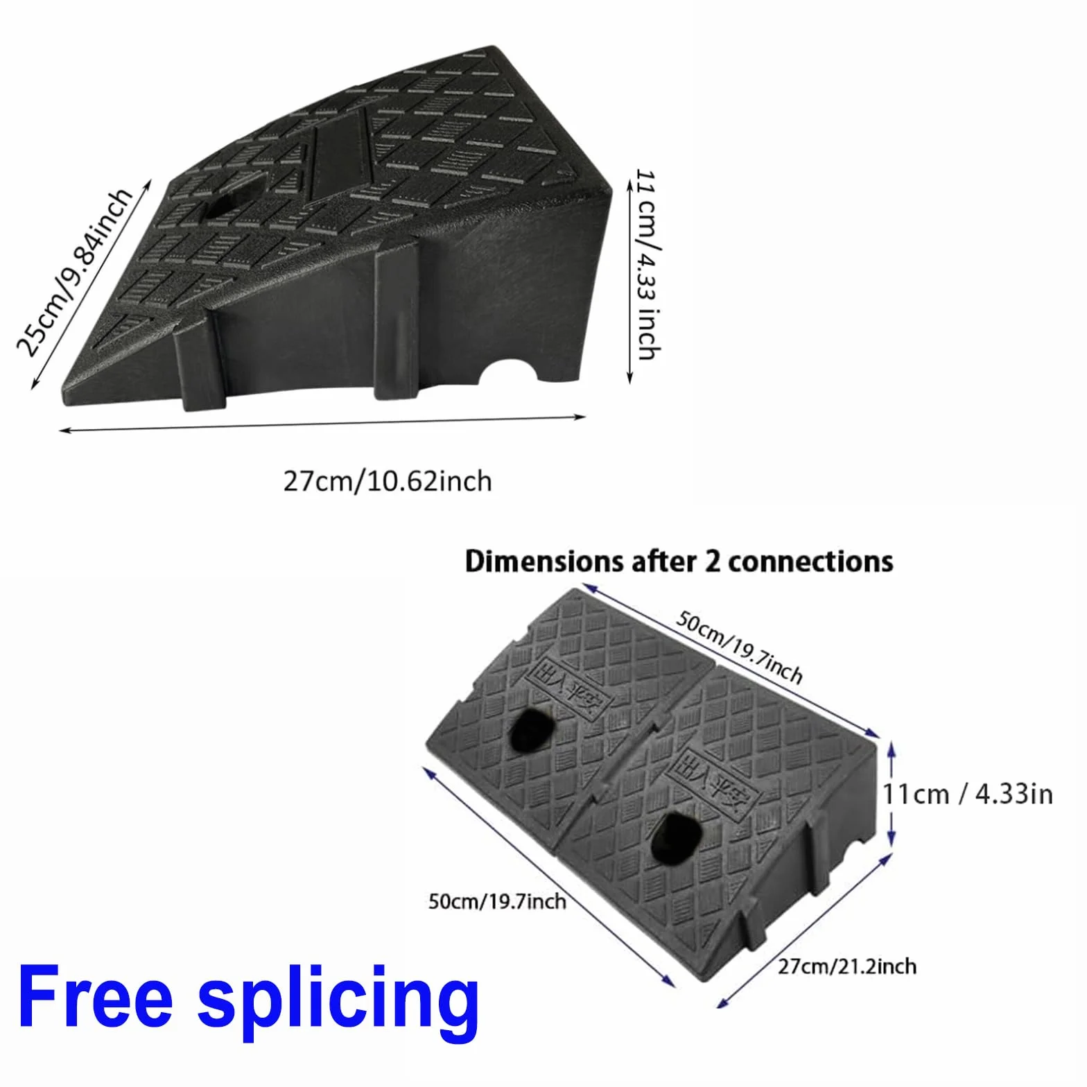 Pack de 2 rampas ligeras y portátiles, grandes con tornillos de expansión, fácil instalación para calzadas, aceras, coches, scooters, 25 x 27 x 11 cm