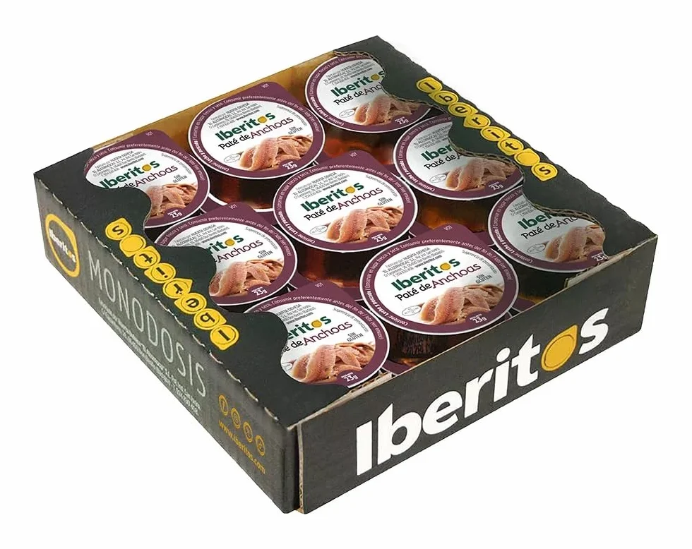 Paté de Anchoas Iberitos Sin Gluten Monodosis 23 g x 18 Uds Envasado en Aluminio