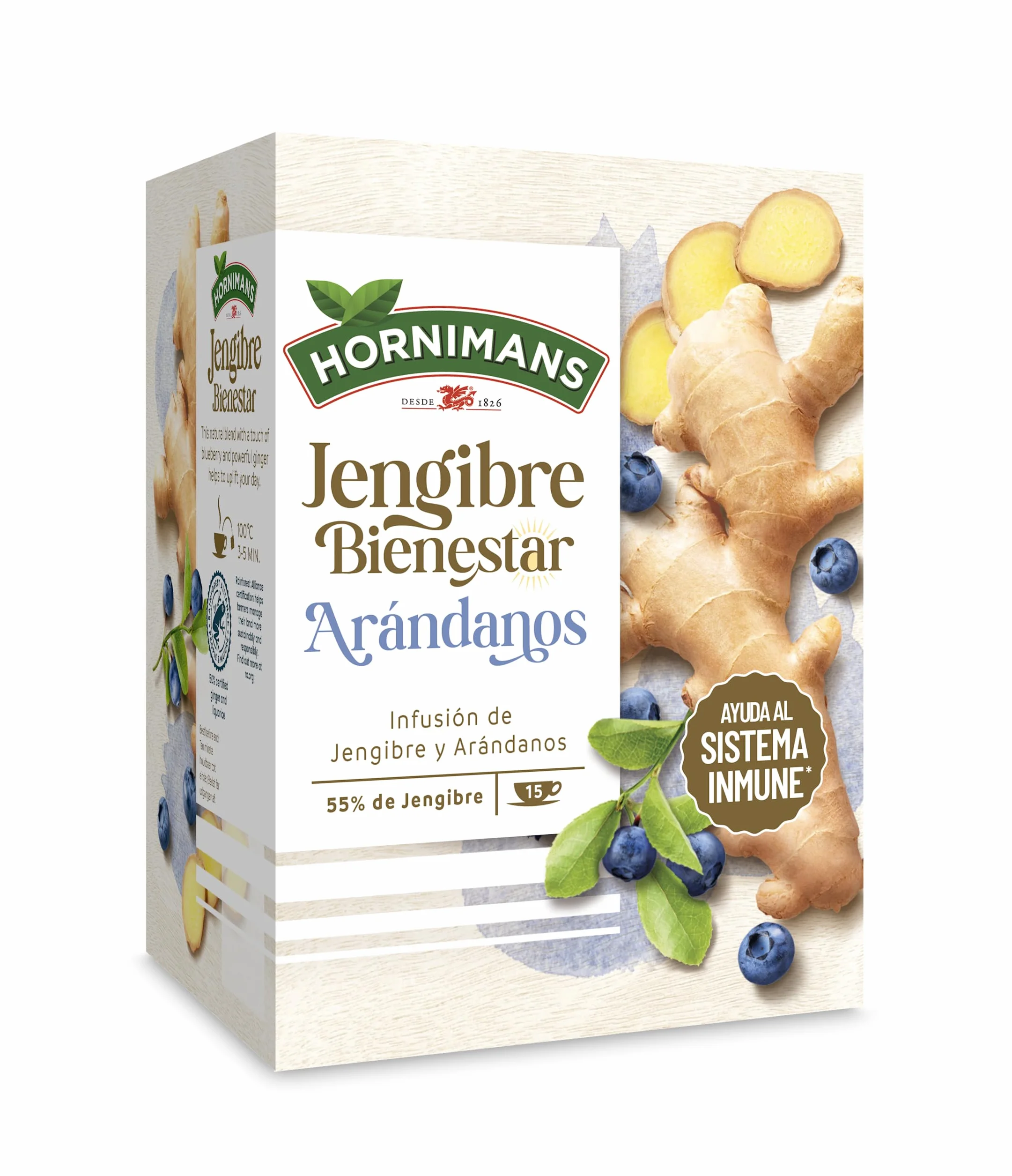 Hornimans Infusión de Jengibre con Arándanos 100% Natural 15 bolsitas Sin Teína