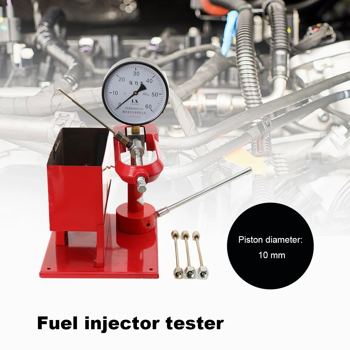 Probador Inyectores Diesel 60MPa, Comprobador Presión Inyectores Diesel, con Manómetro Acero Inoxidable, Bomba Aluminio Fundido, 4 Boquillas, Control y Calibración Ajuste de Estanquidad