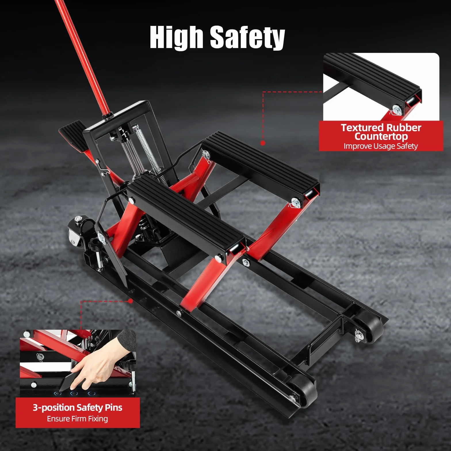 Elevador hidráulico para motocicleta, 680 kg, elevador hidráulico, con fundas protectoras, mantenimiento hidráulico de motocicletas, ATV, quad, plataforma elevadora hidráulica