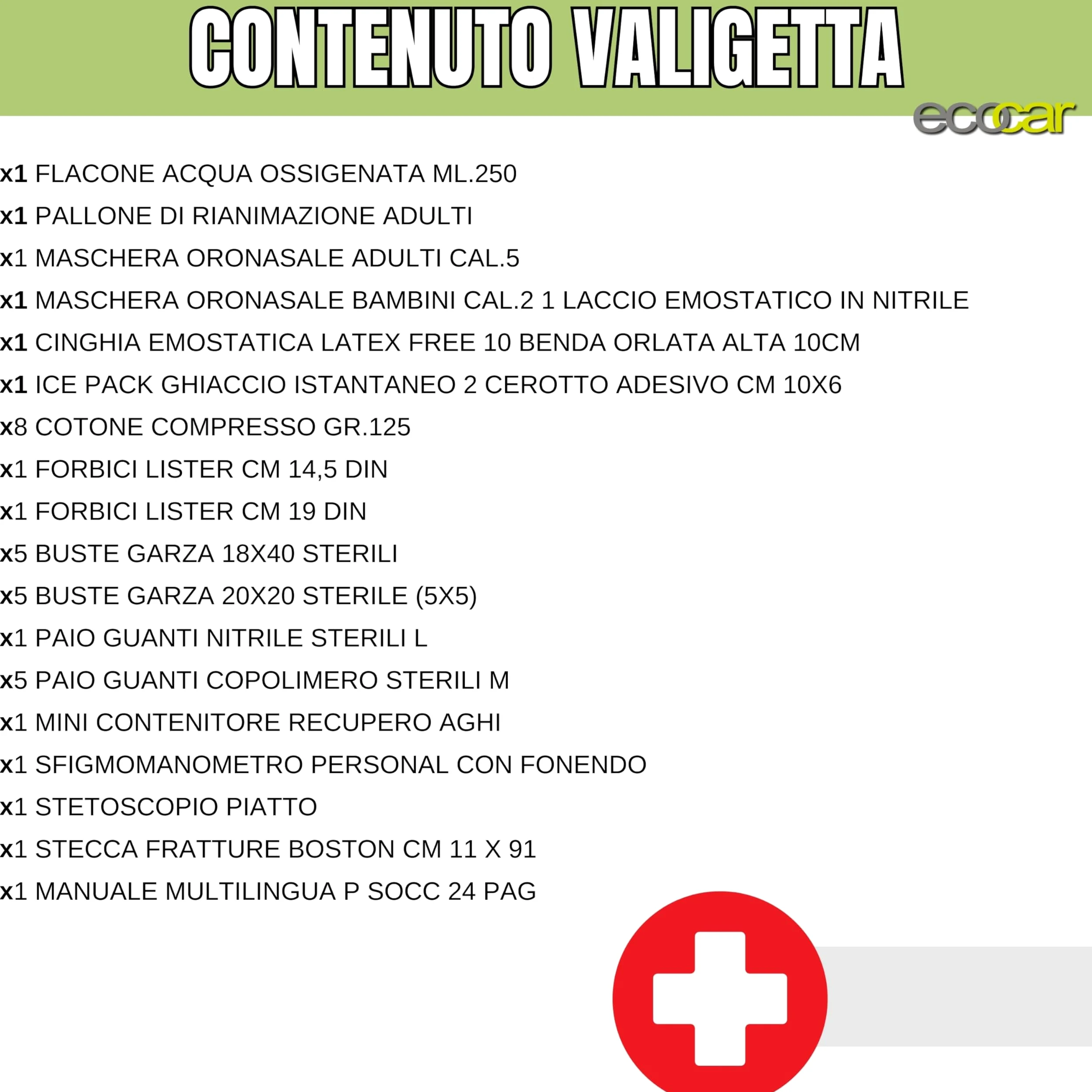 Ecocar - Caja de primeros auxilios - Kit Premium de 45 piezas - para coche, empresa - a Norma - Made in Italy (caja p.s. náutico)