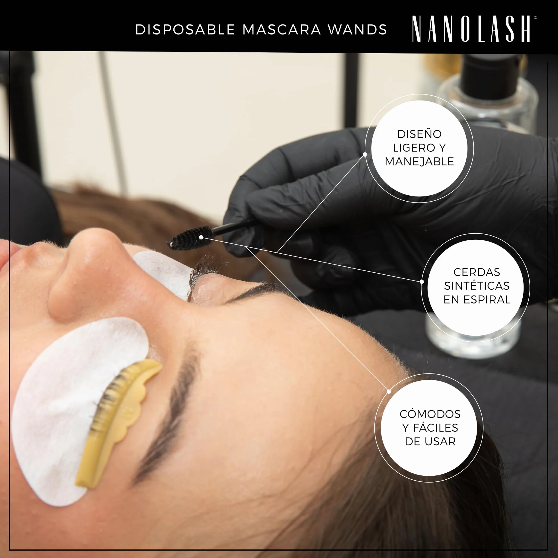 Nanolash Desechables Cepillos para Pestañas y Cejas 50 Piezas