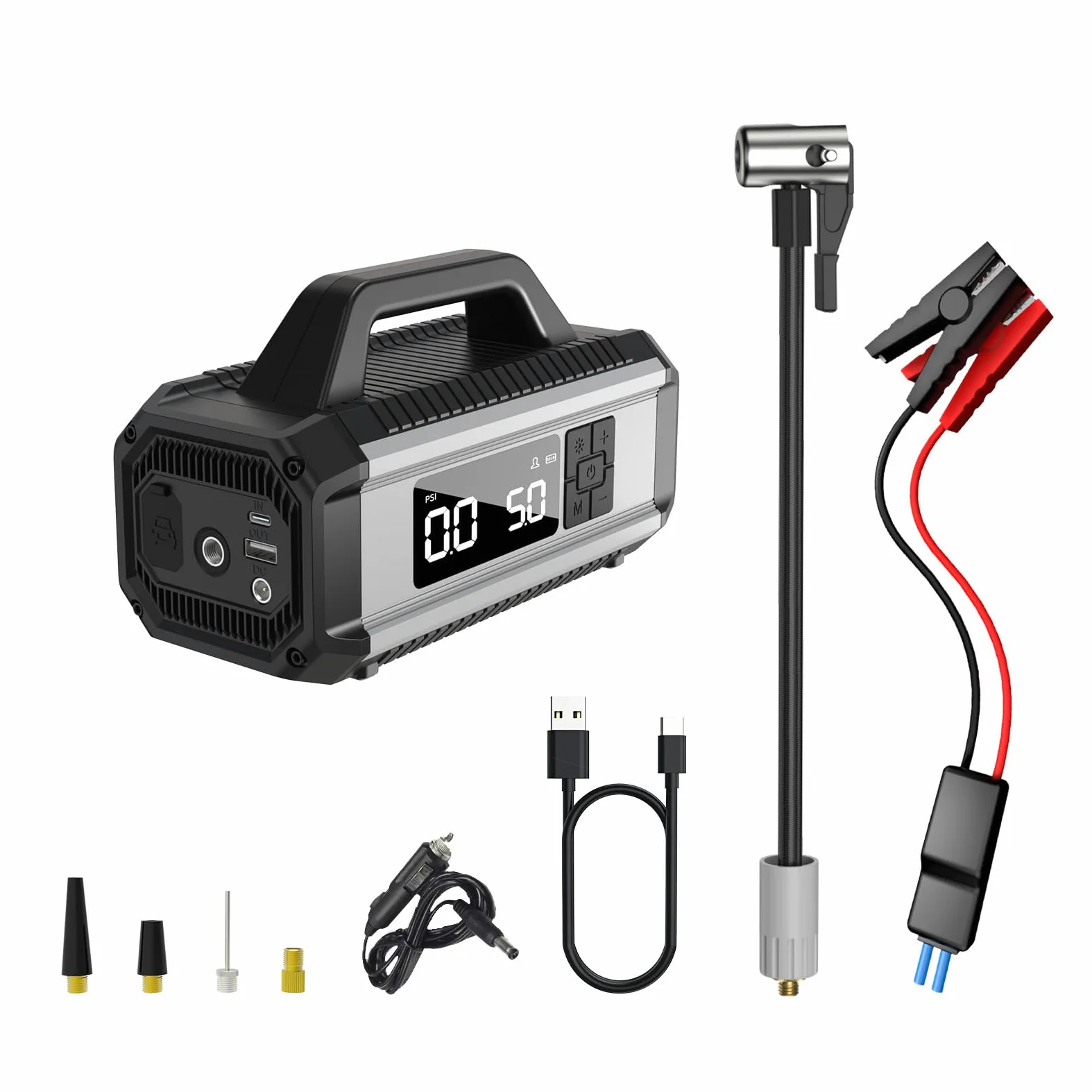Arrancador de Salto de automóvil portátil con compresor de Aire, Arranque de Salto de batería de automóvil 2500A 2500A, Arranque de batería de Autos de Box de 12 V.,B