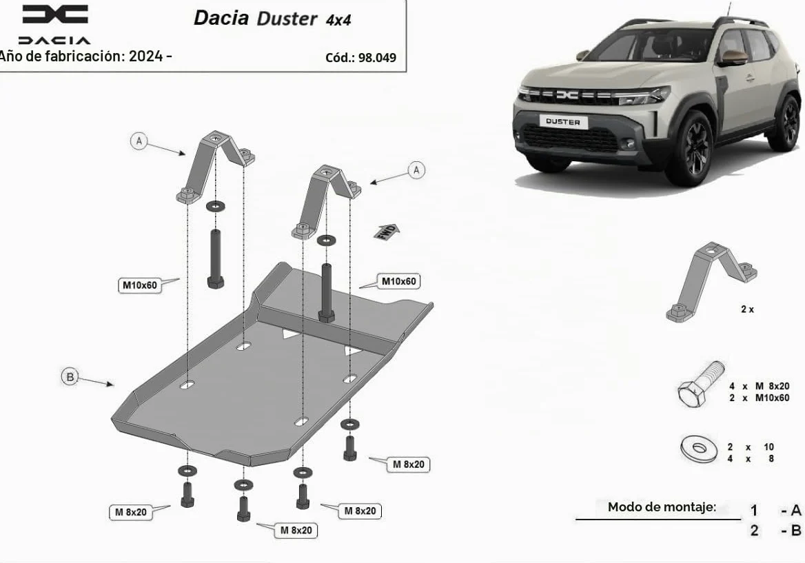 Protección diferencial de aluminio compatible con Dacia Duster 4x4 - (2024-2025)