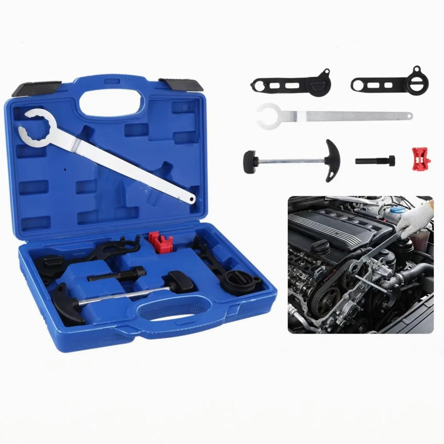 Kit Herramientas Bloqueo Compatible Con Seat Para Ibiza 2012-2015 Para Leon Para Toledo Motor Coche Tensor Cadena Doble Herramienta De Bloqueo Polea Árbol Levas OEM: T10477