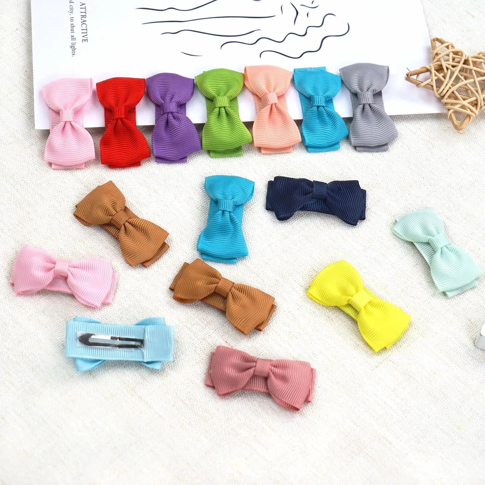 Ganchos para el pelo bebés niñas mini lazo antideslizantes fino niños pequeños 20 unidades